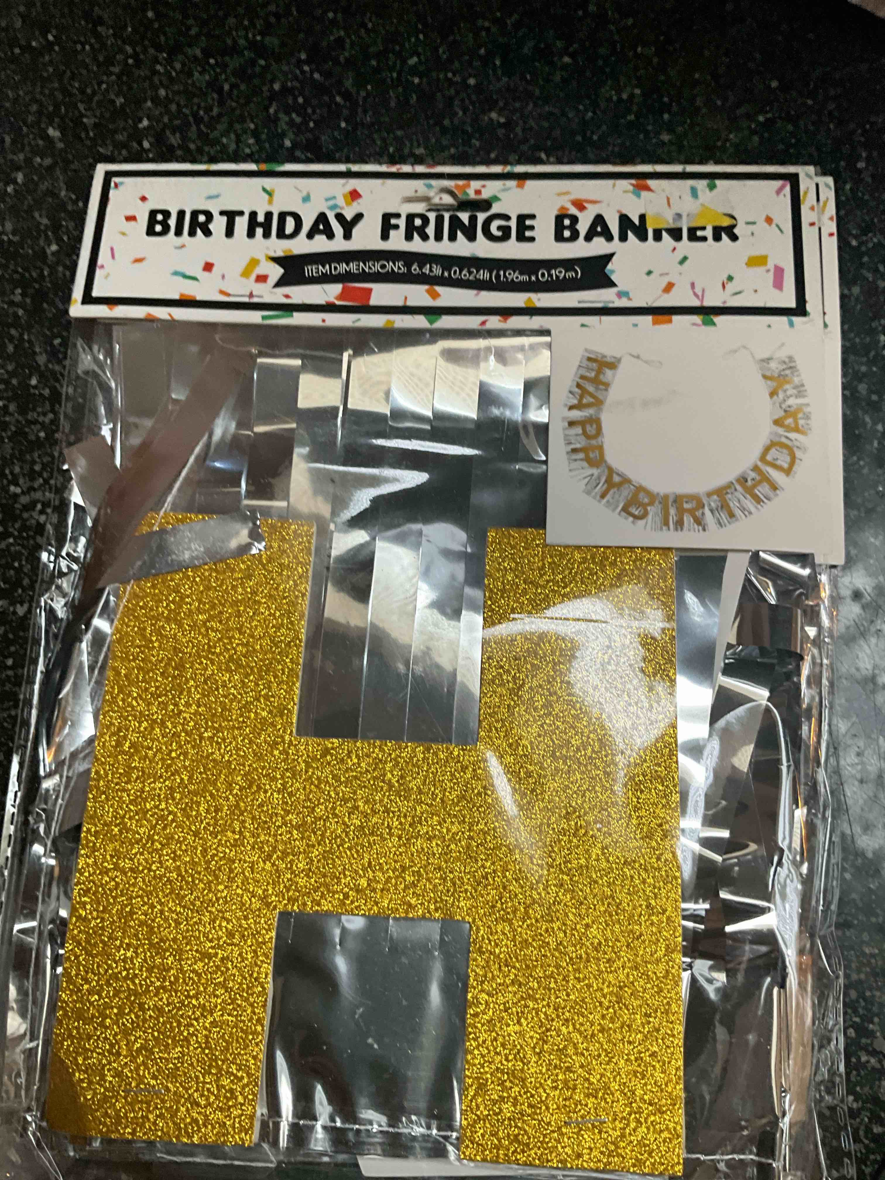 Birthday Fringe Banner - Silver/Gold - 6.43 x .624 