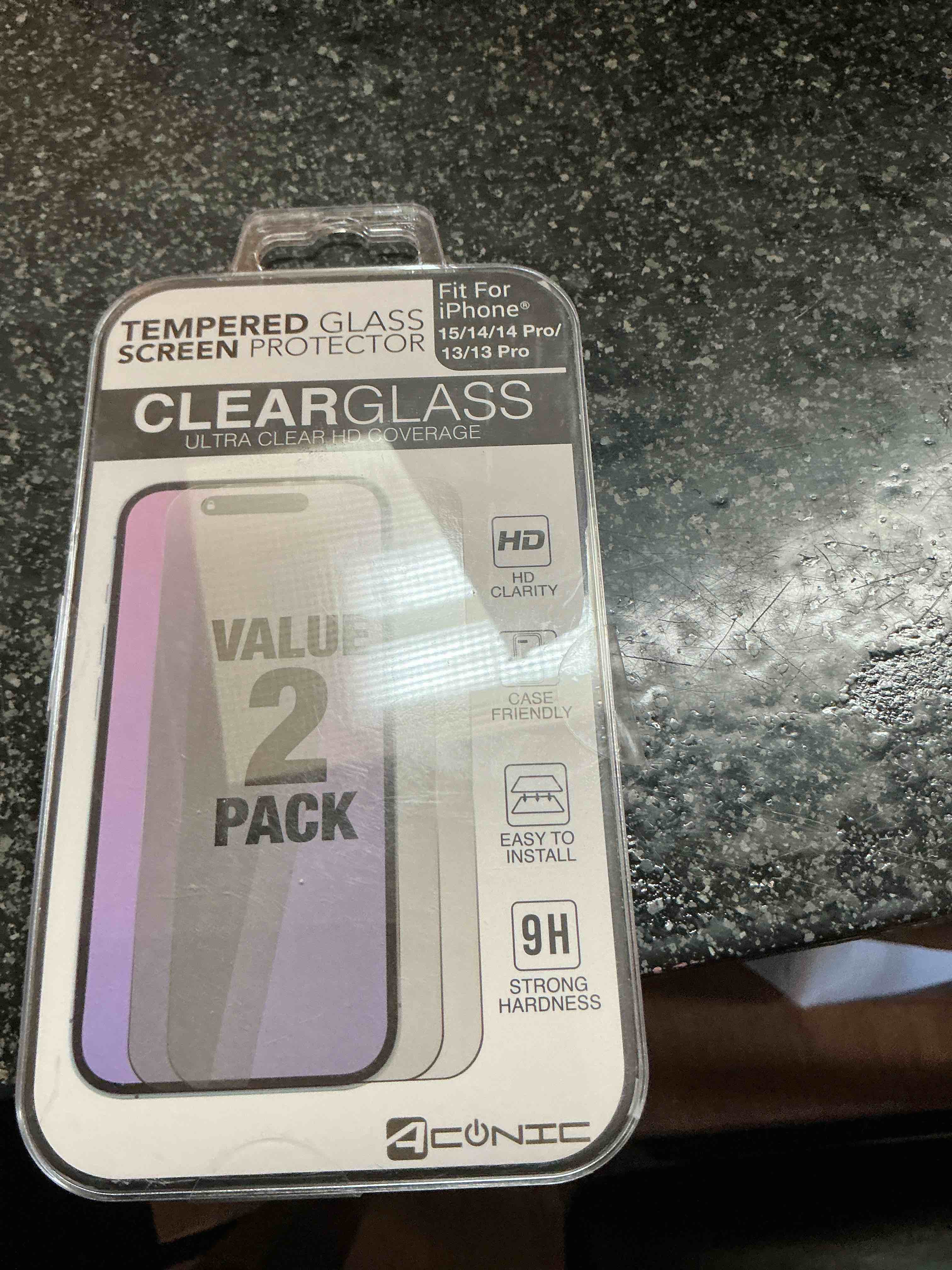 Tempered Glass Protector For i Phone 15 14 & 14 Pro  2 Pack 