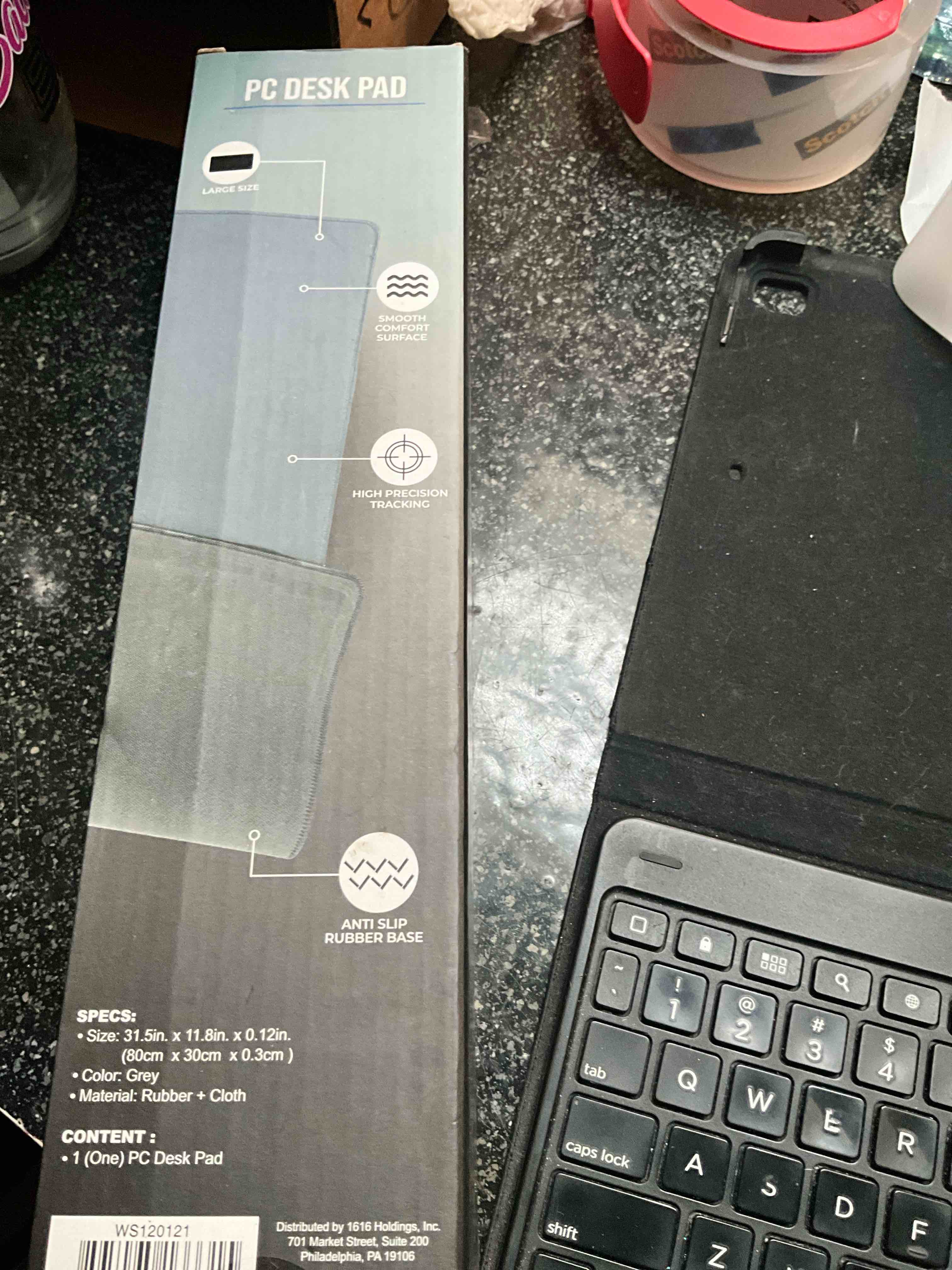 PC Desk Pad - Large Size - black - 31.5 x 11.8 x .12 
