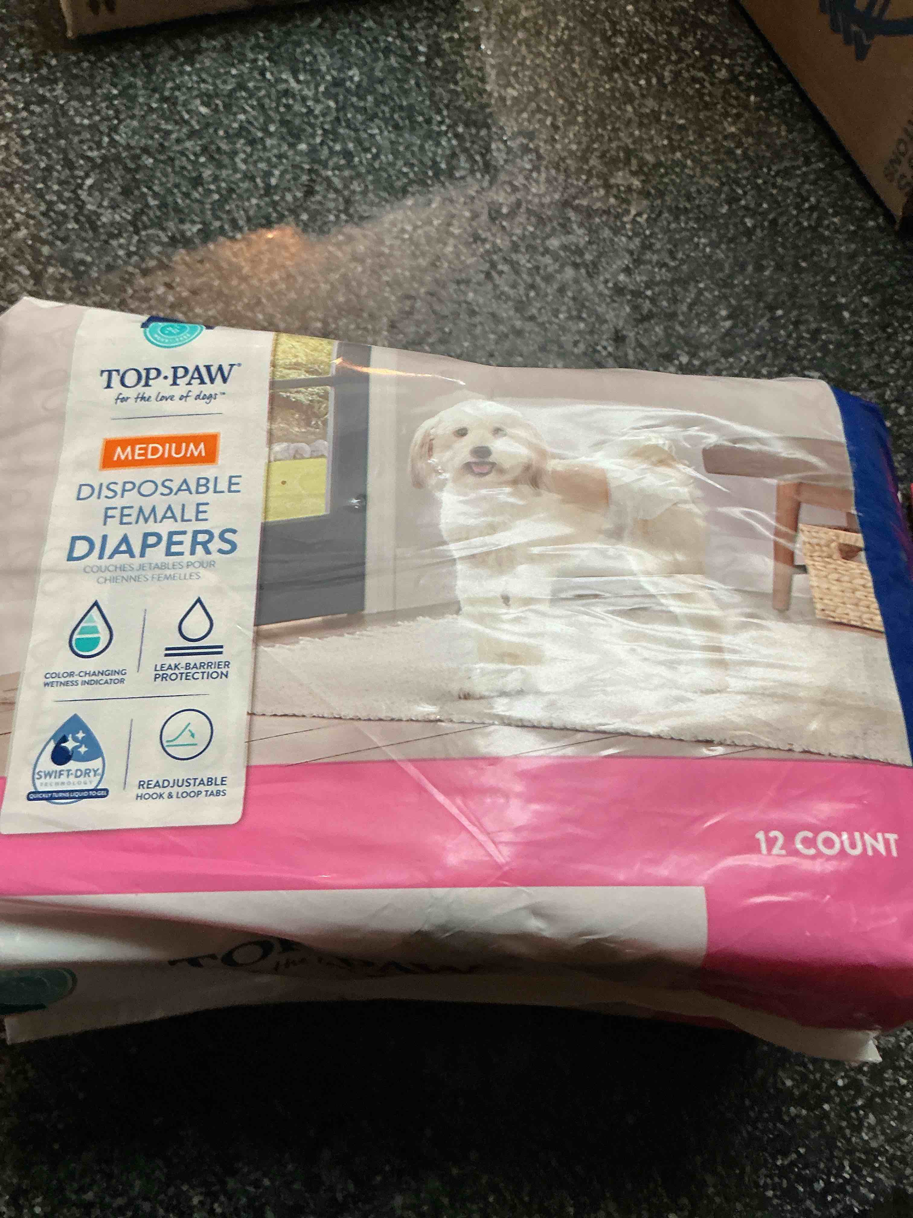 top paw disposable female diapers size m.  