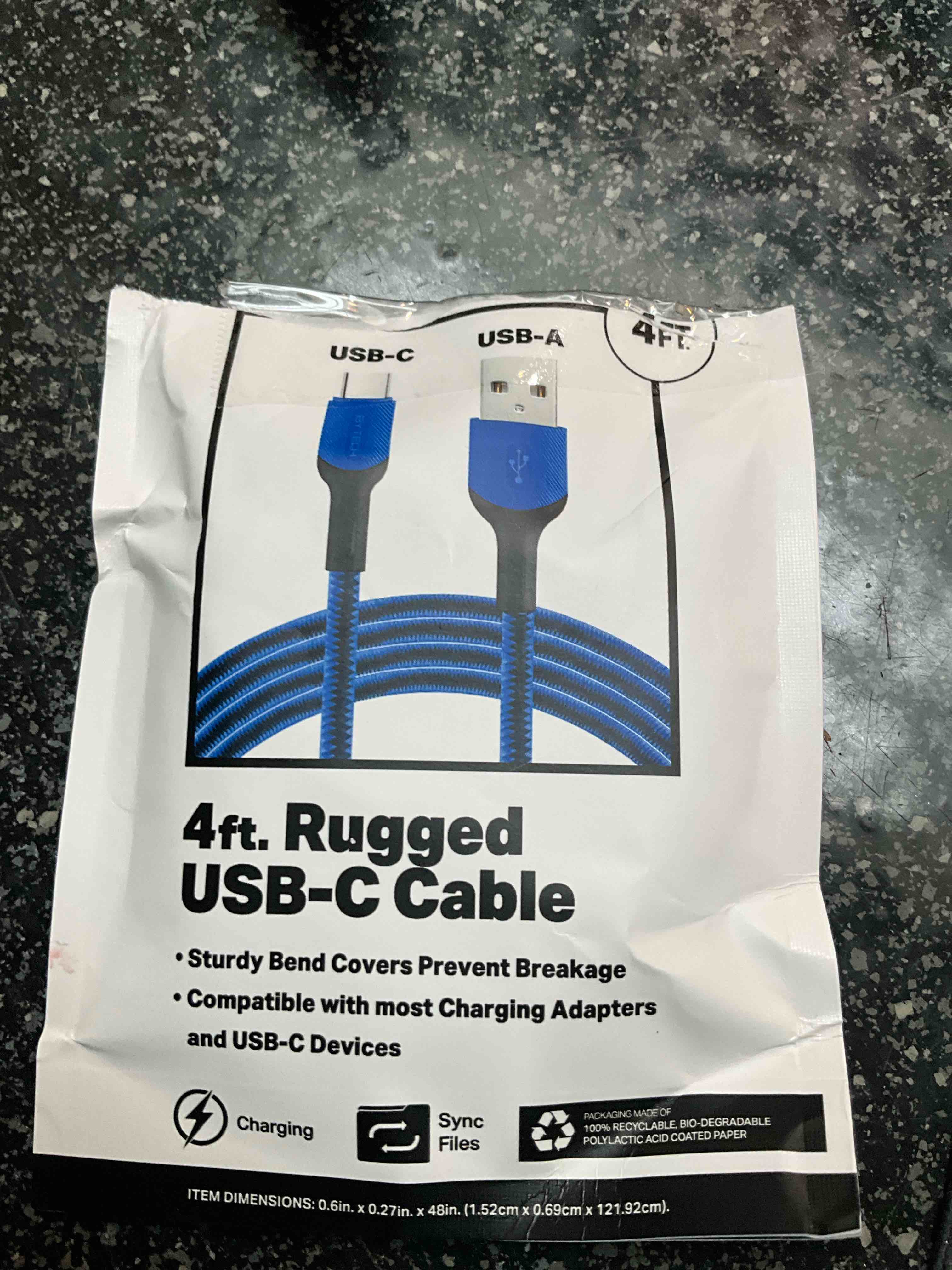 4ft. Rugged USB - C Cable - Blue 