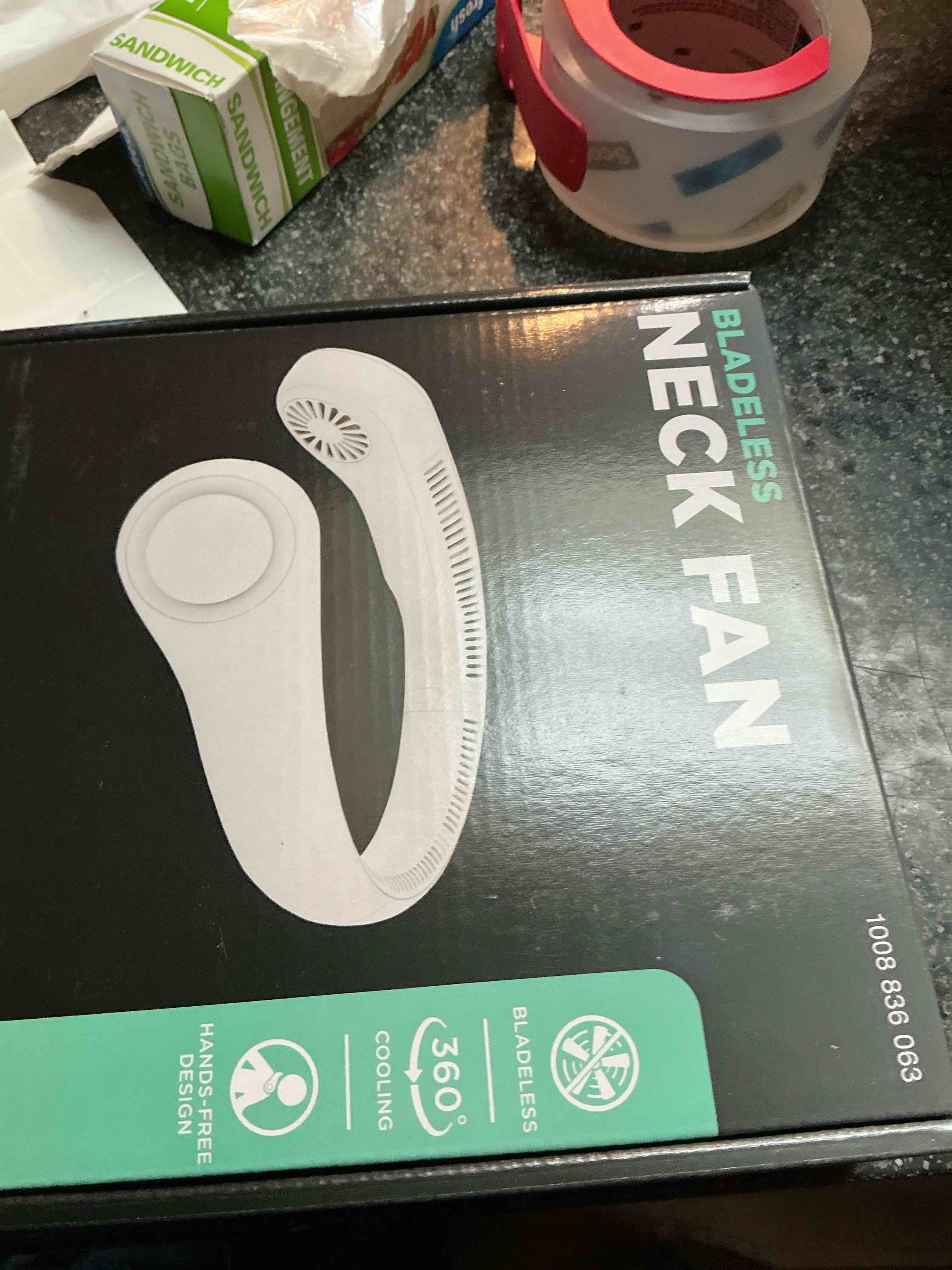 Bladeless Neck Fan  White With Charging Cord 