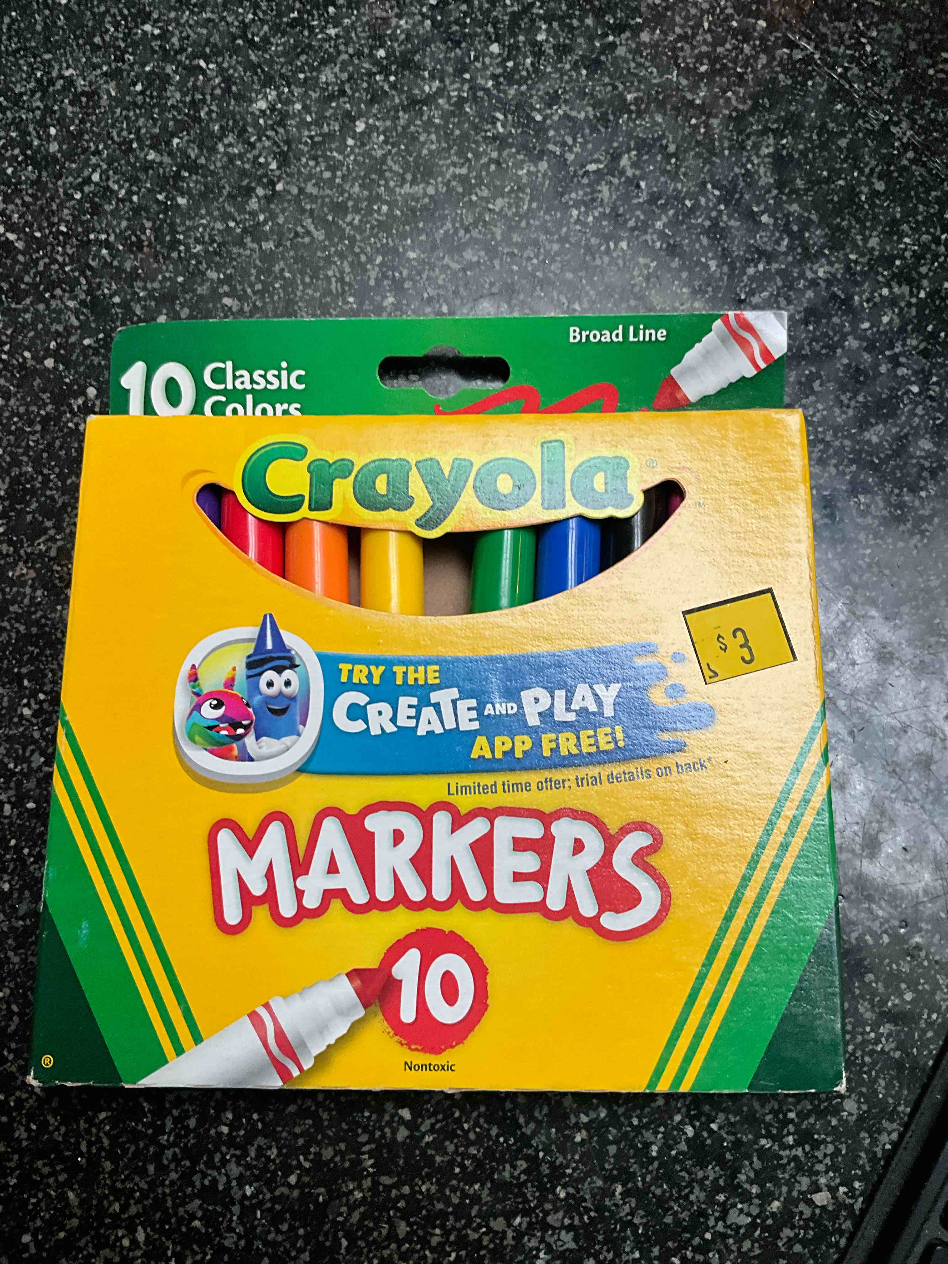 crayola broad line markers, classic colors 10 each