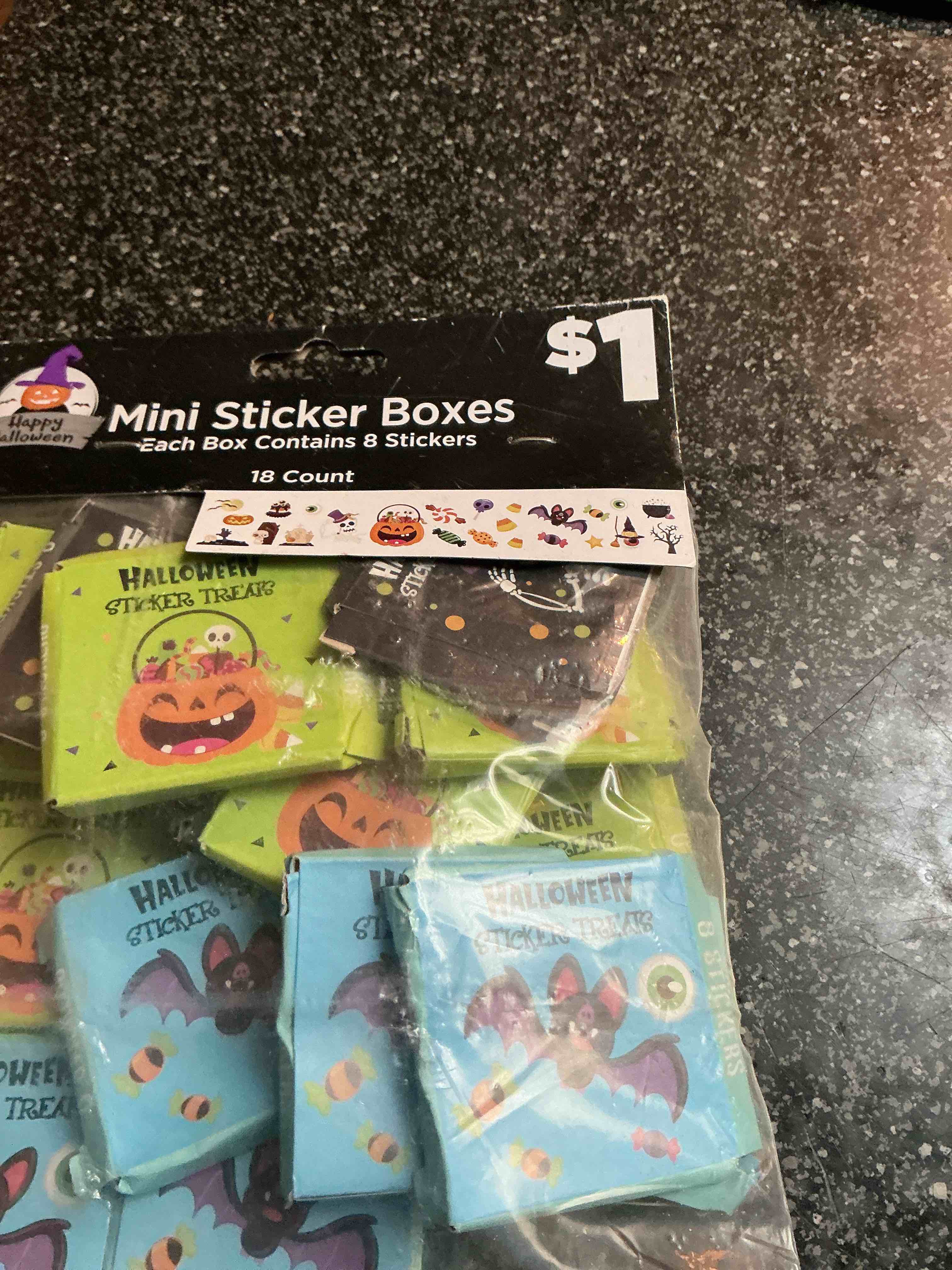Trick or Treat - Mini Sticker Boxes 18 Count 