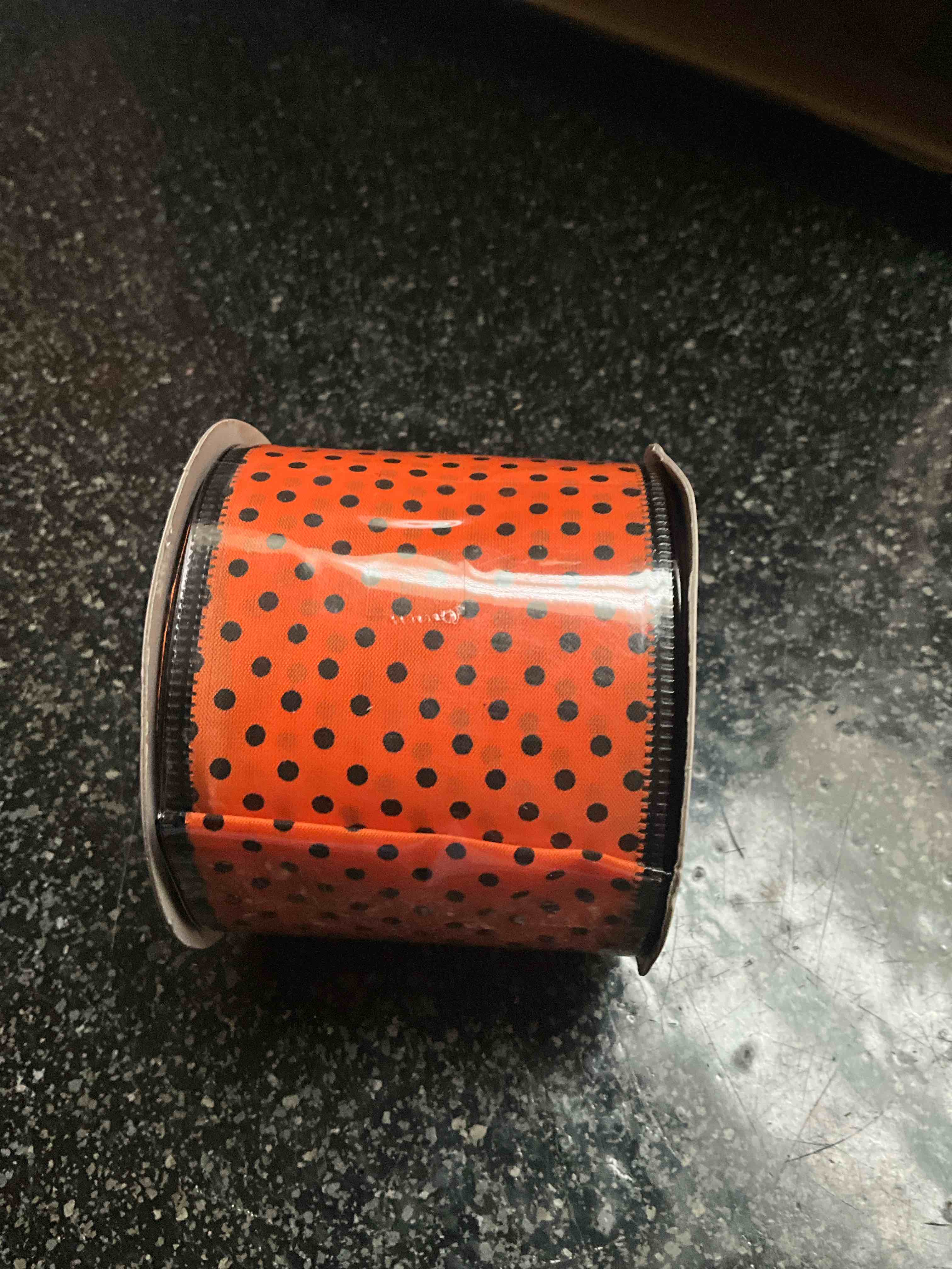 Halloween Decorative Ribbon - 2.5in X 9ft - orange/black 