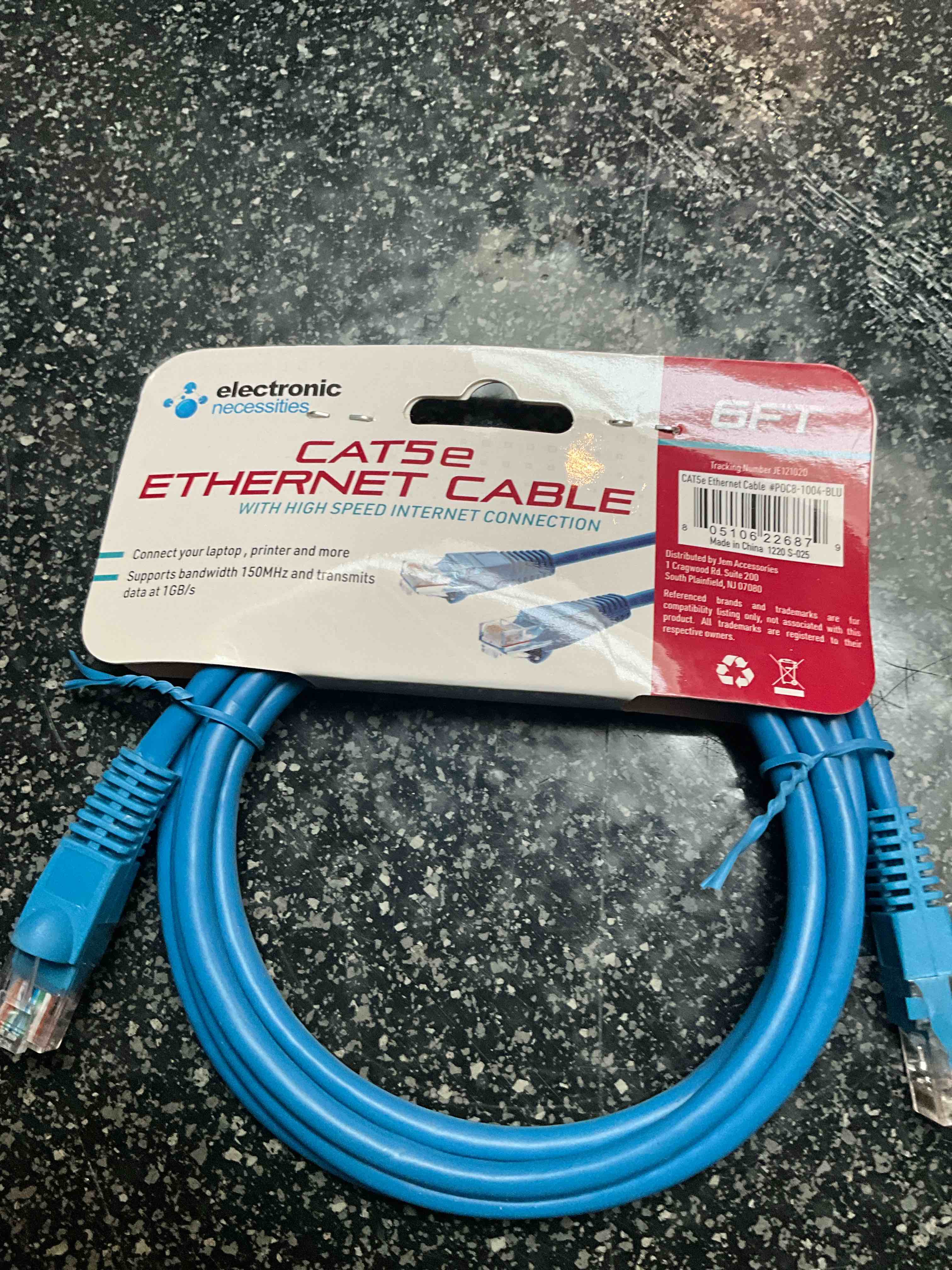 CAT5e - Ethernet Cable - 6ft - High speed Internet Connection 