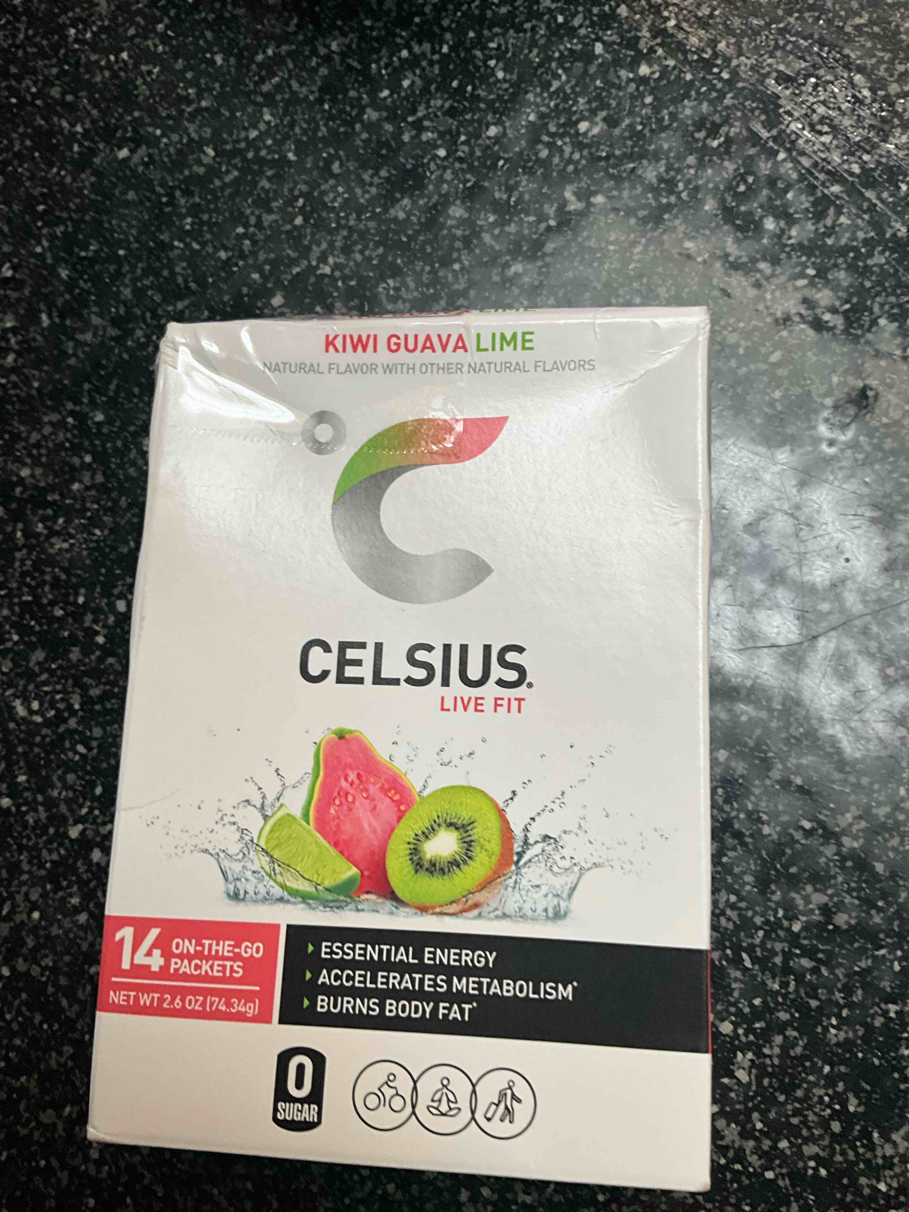 Celsius Live Fit - Kiwi Guava Lime - 14 to go packs - 0 sugar 