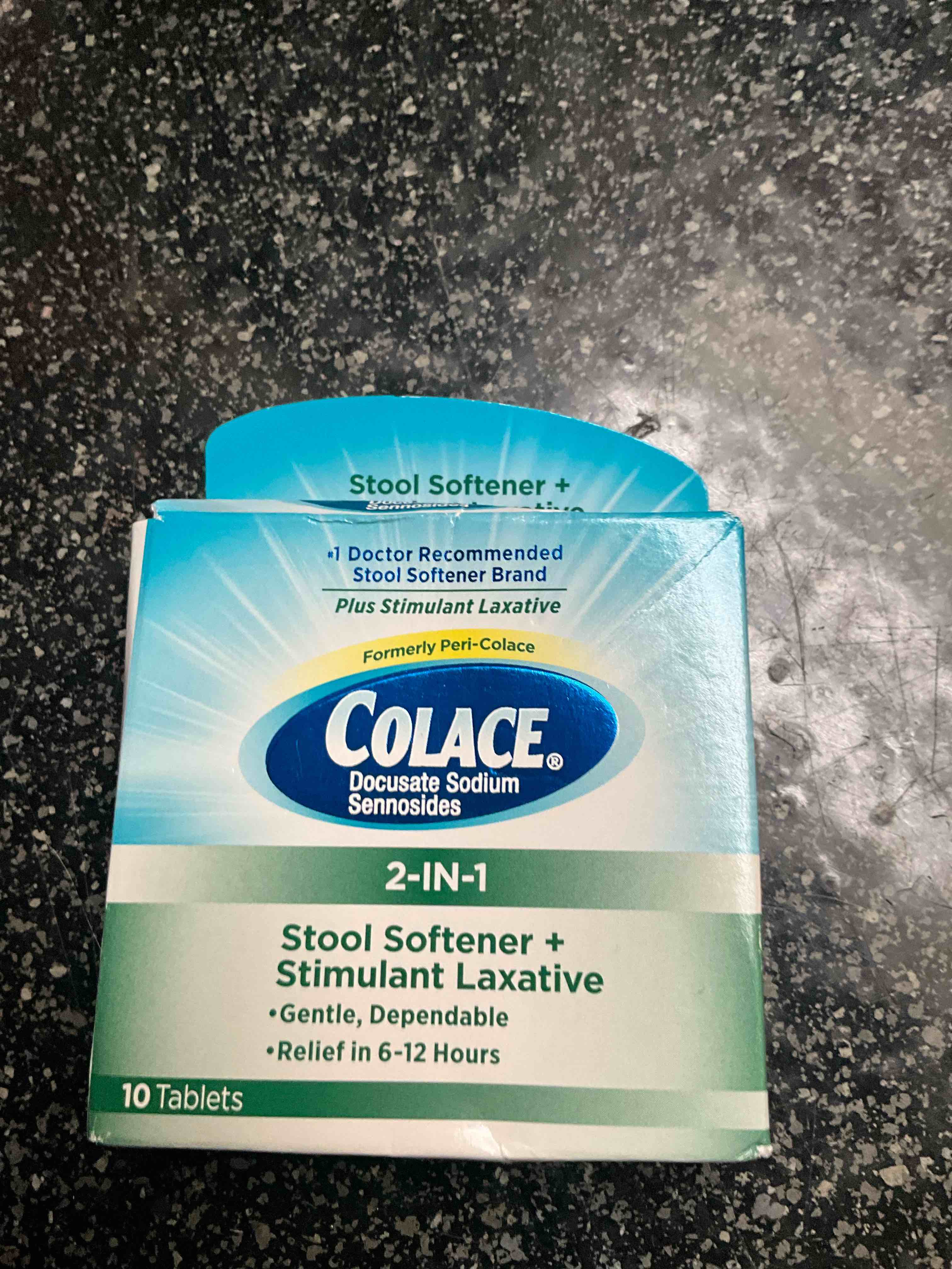 Colace - 2 in 1 - Stool Softener + Stimulant Laxative - 10 tabs 
