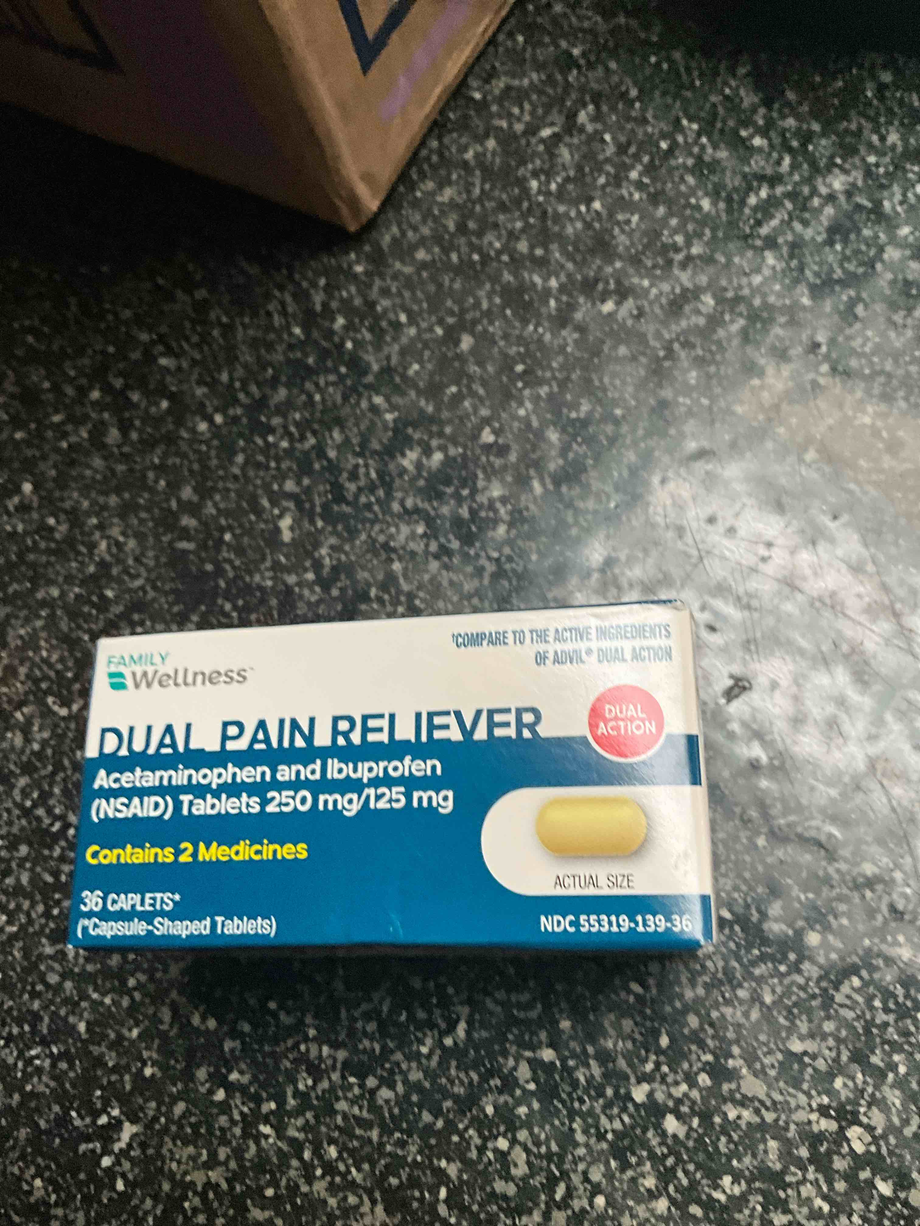 Family Wellness - Dual Pain Reliever - Contains 2 Medicines - 36 caps  