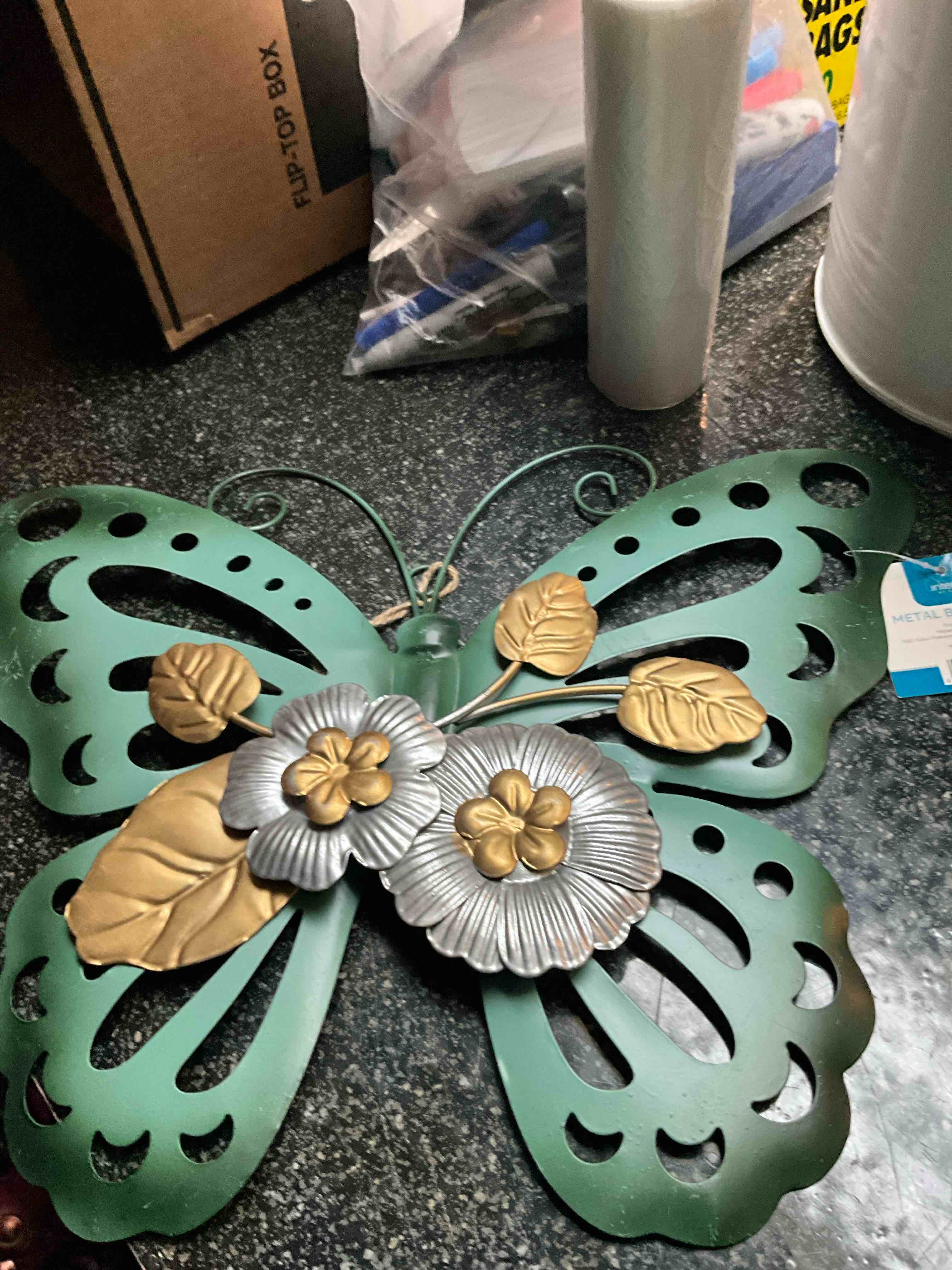 Interiors - Metal Hanging Butterfly Decor 