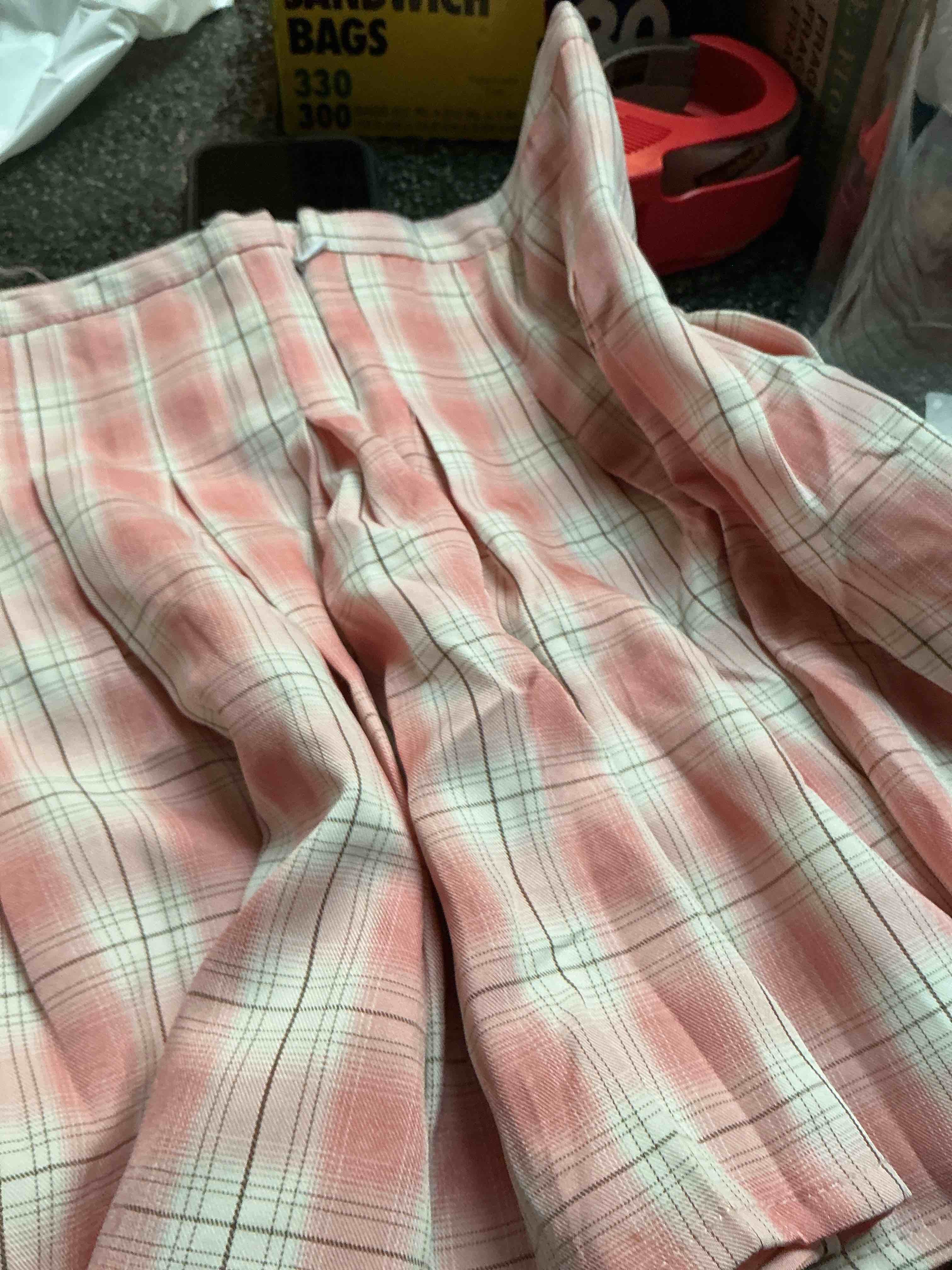 Orange & White Plaid Skirt Size L  