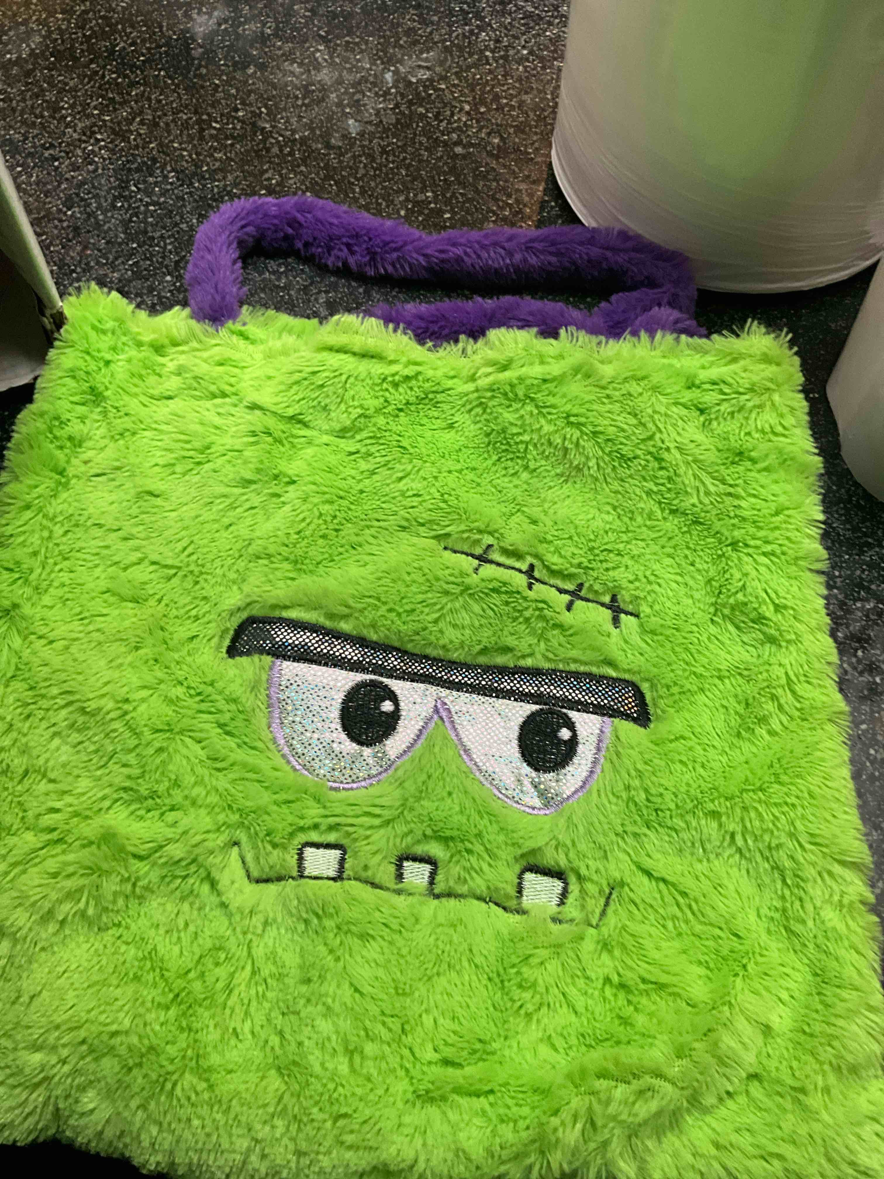 Green Fluffy Monster Trick or Treat Bag 