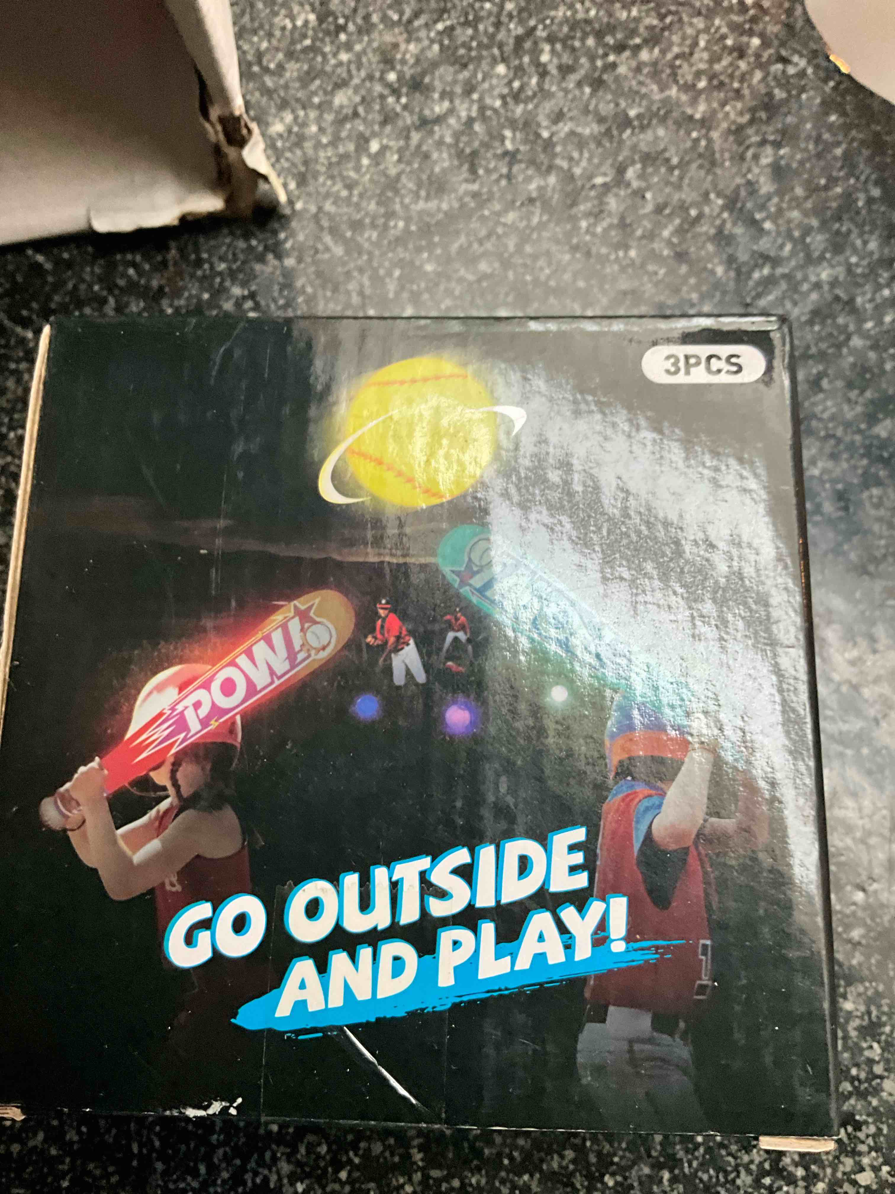 3 pc - Go Outside & Play - Glow Baseball Set 