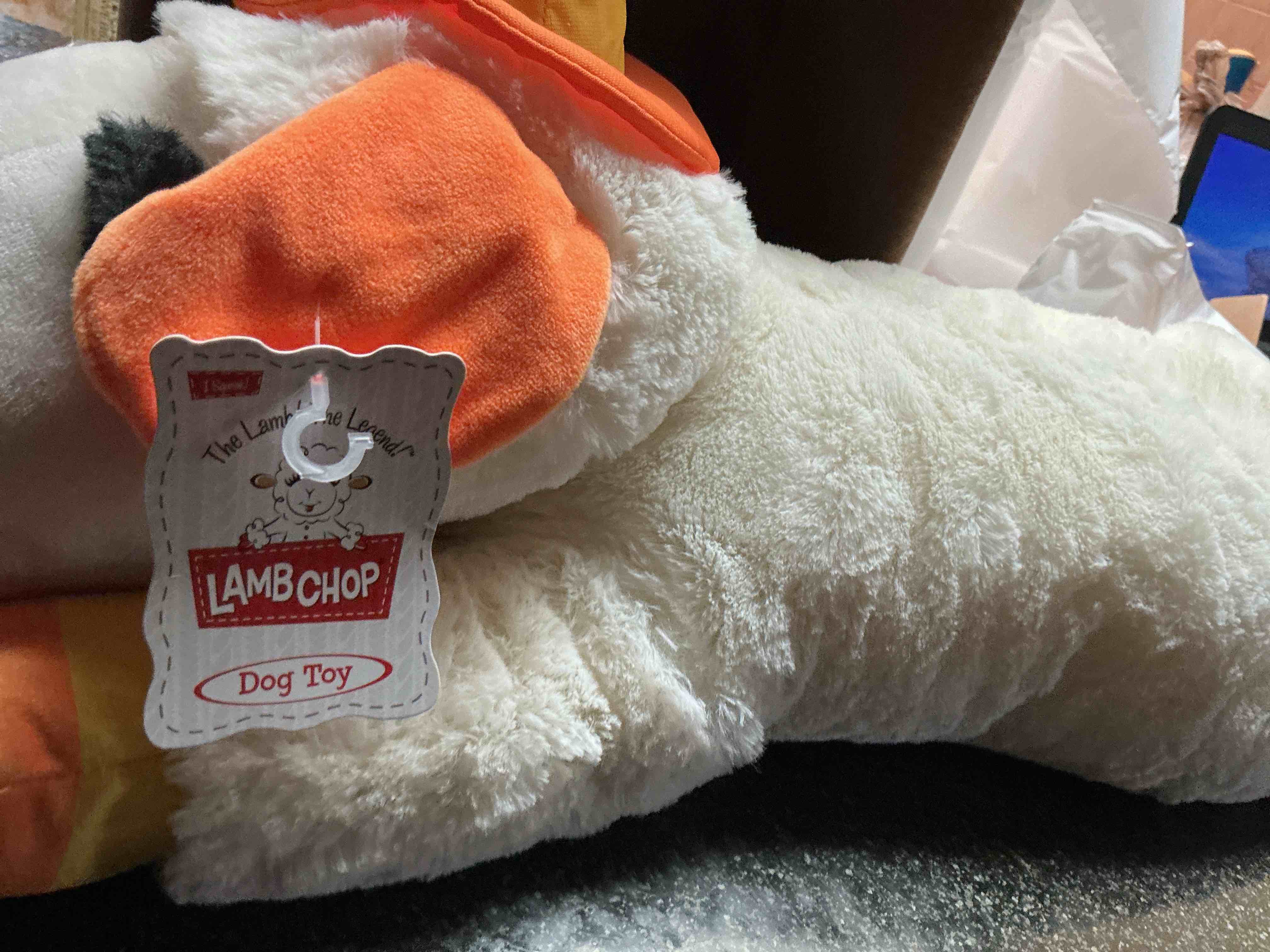 Lamb Chop Dog Toy  Orange & White 
