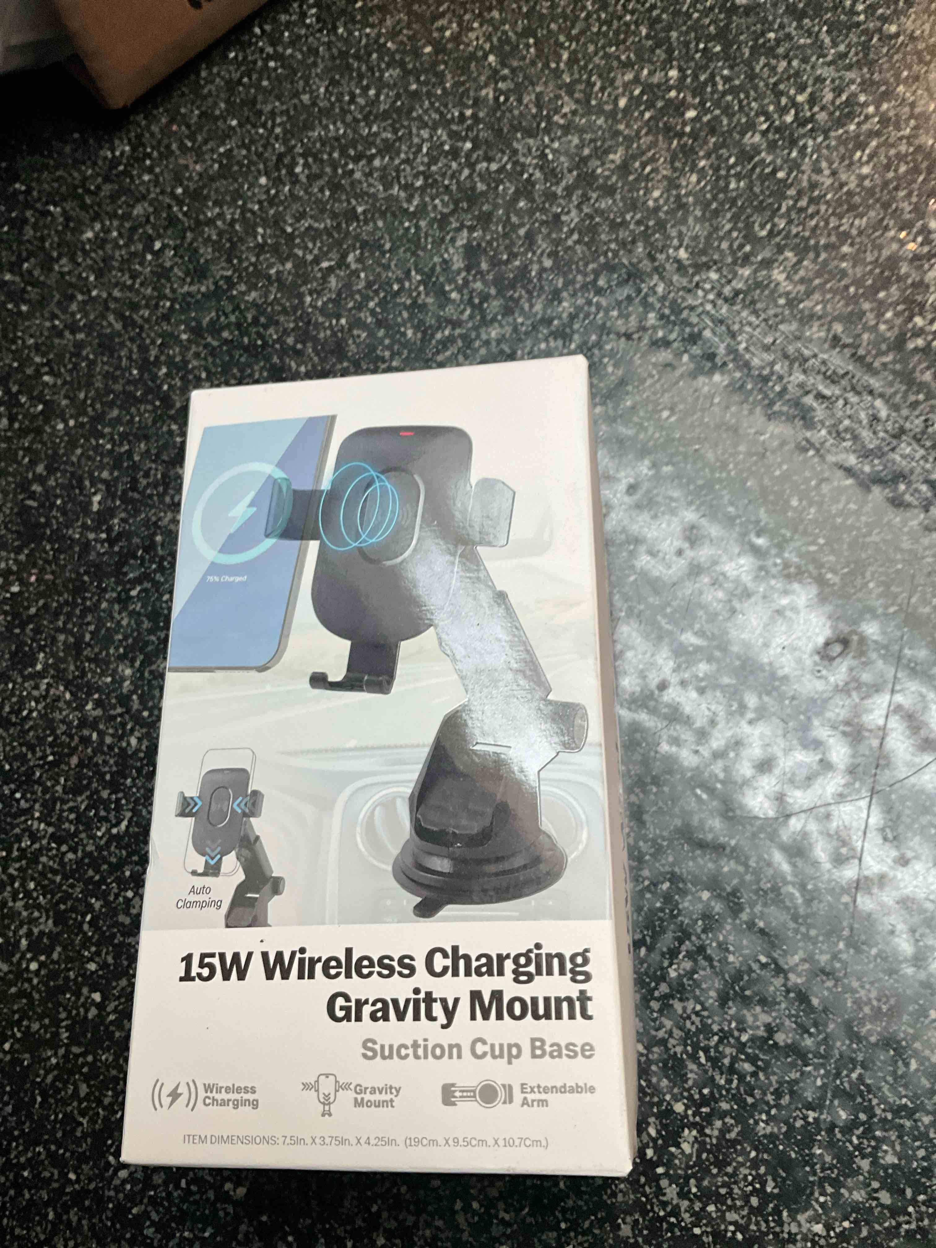 15W - Wireless Charging Gravity Mount - suction cup base 