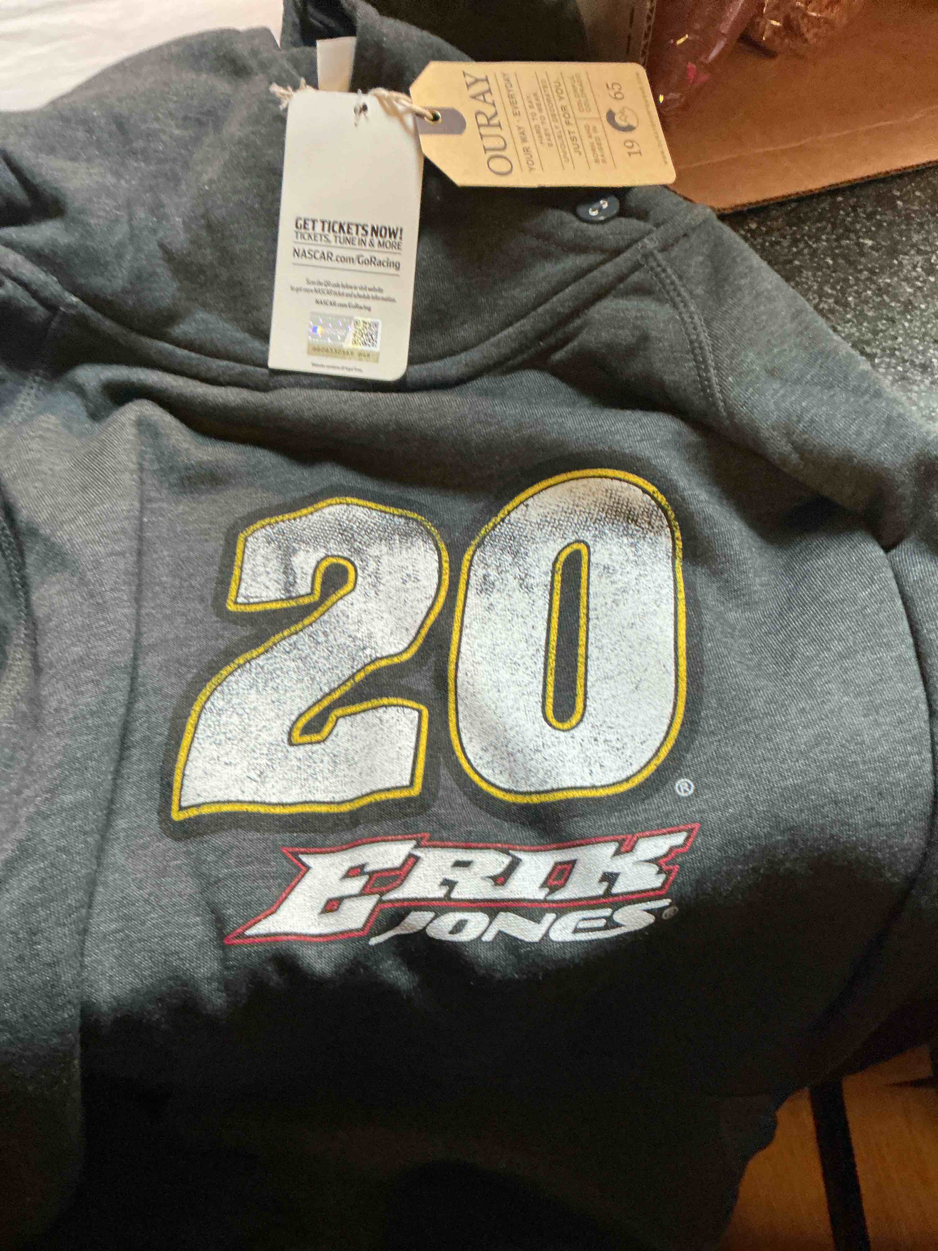 Ouray Nascar # 20 Erin Jones  Black Hoodie   Sweat Shirt  