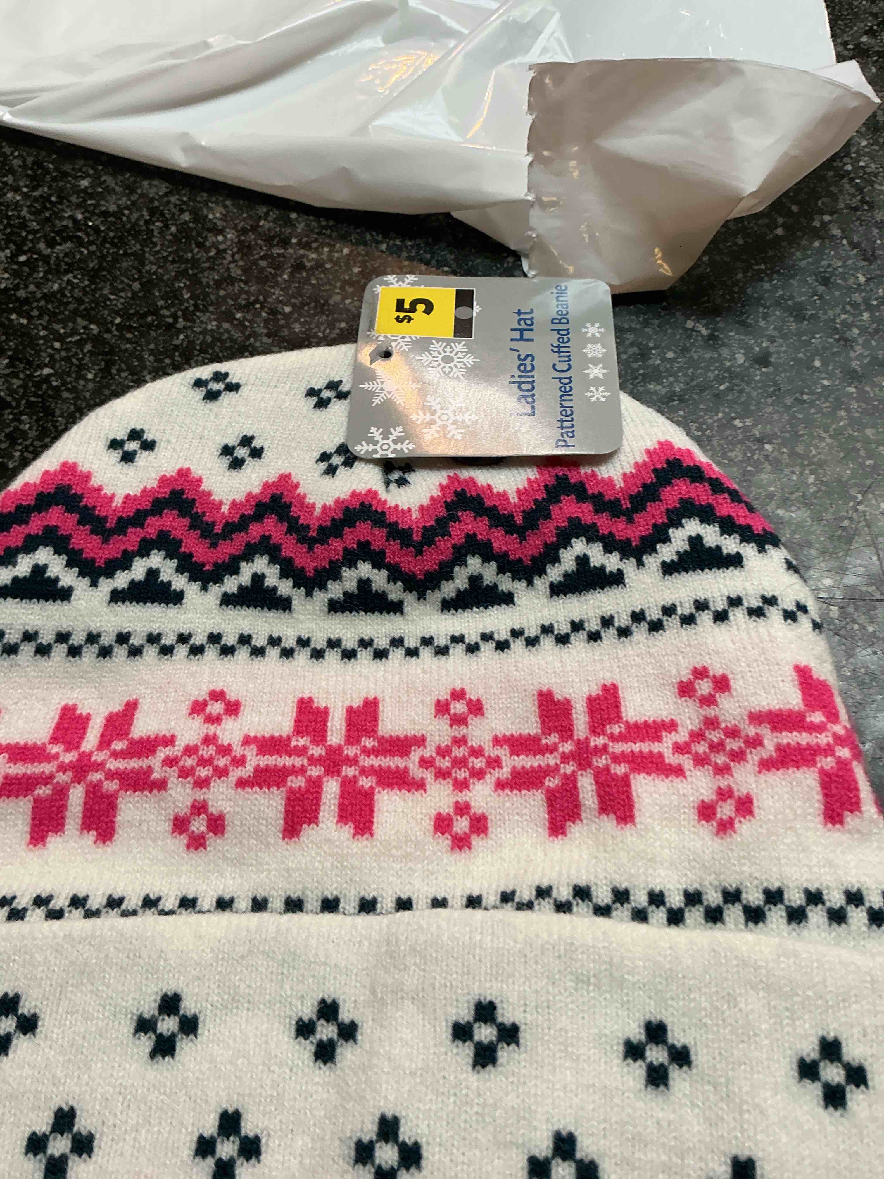 Ladies Hat Patterned Cuffed Beanie 