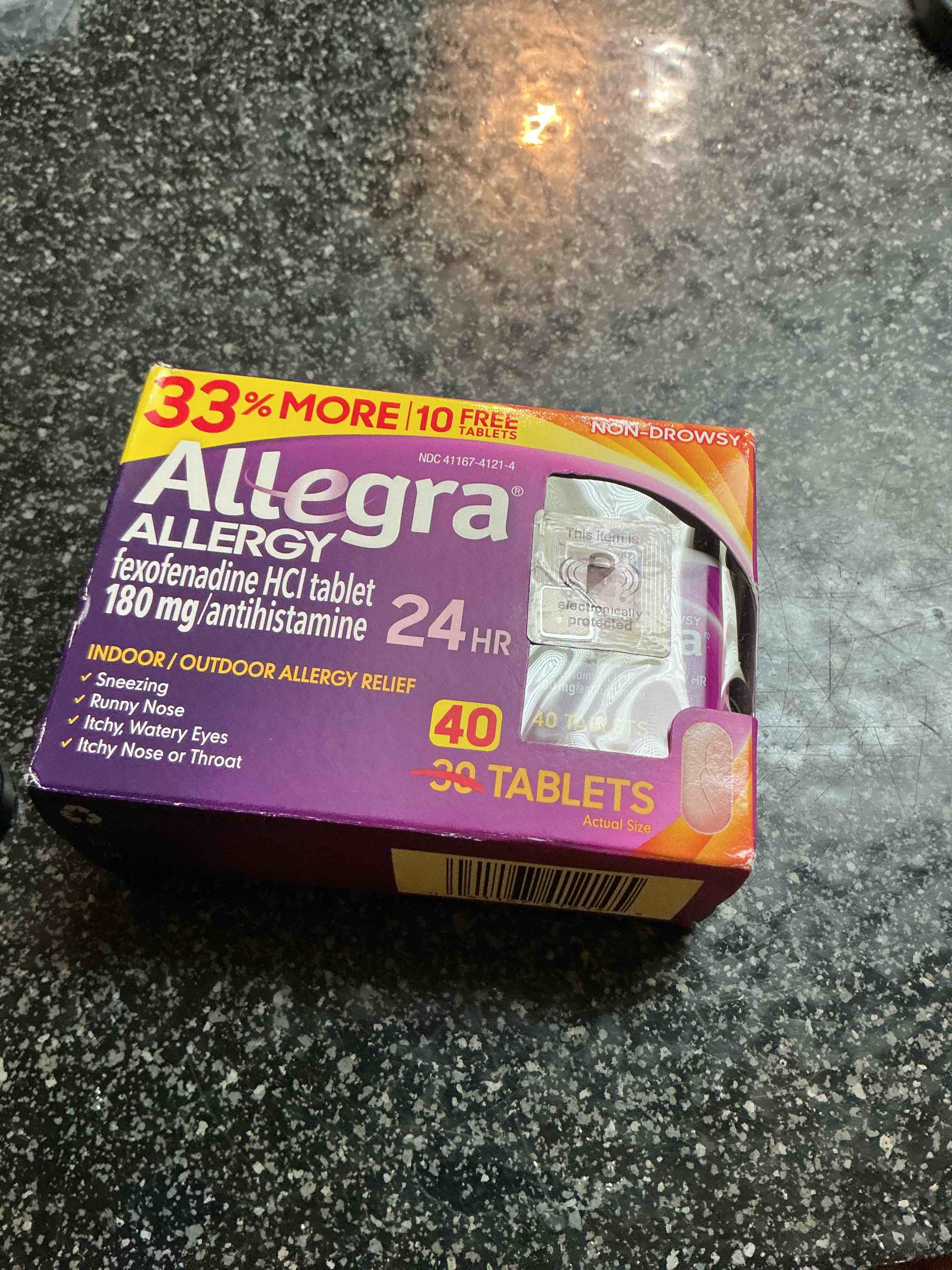 Allegra Allergy 40 Tablets (Bonus Pack - 33% More) 24 Hour Protection - Non Drowsy
