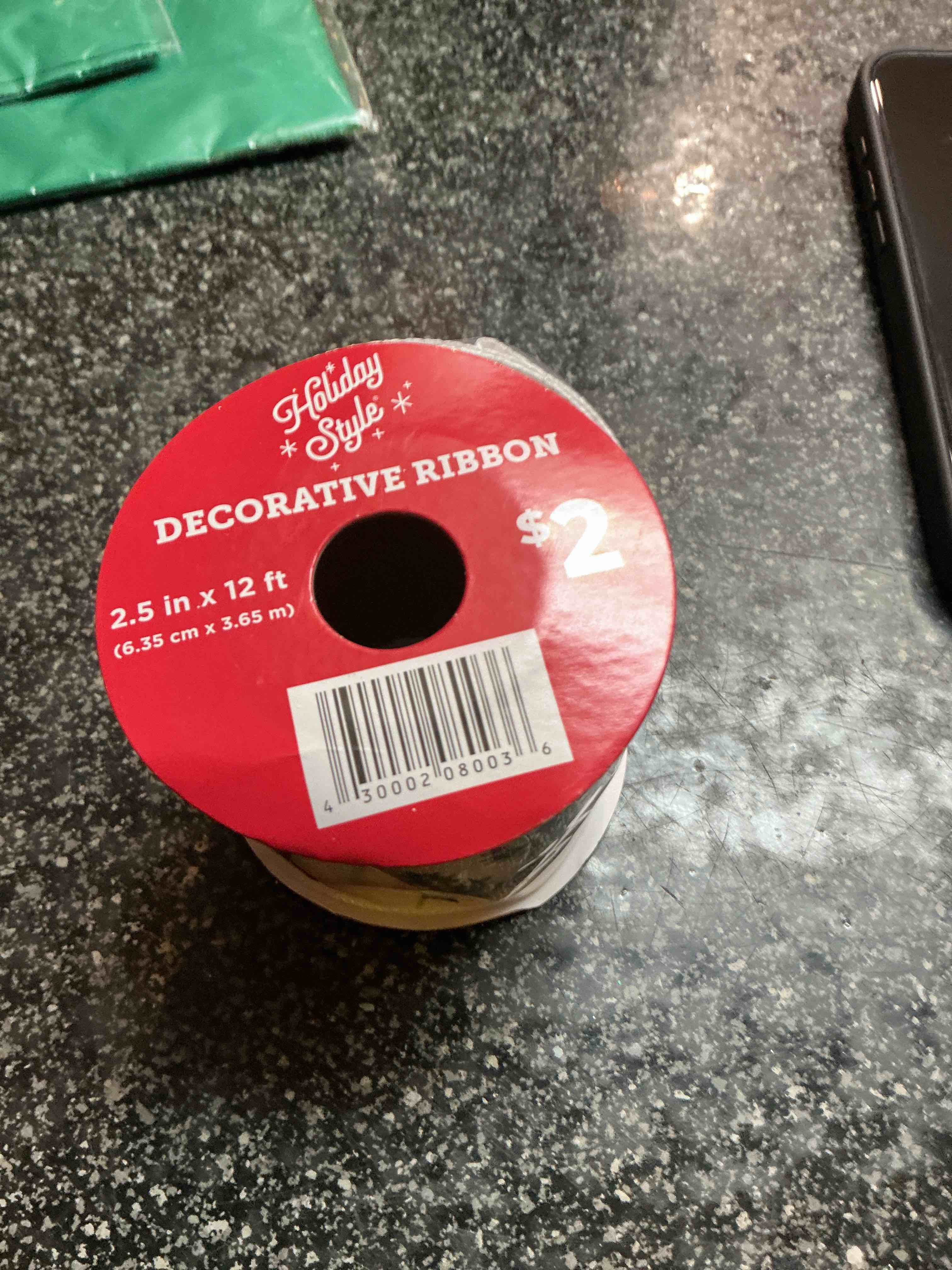 Holiday Style Decorative Ribbon 2.5 “ X 12 Ft. 