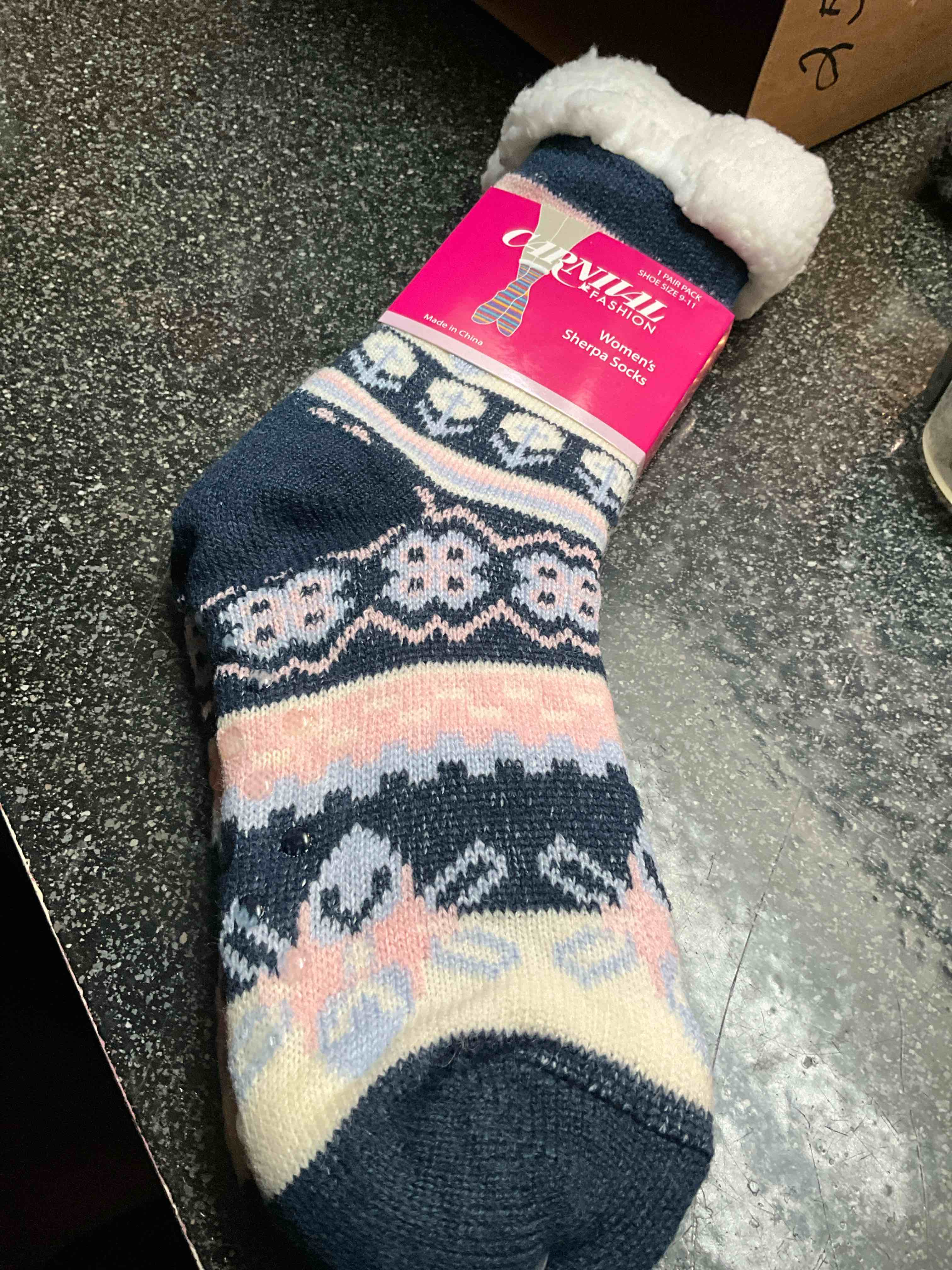 Carnival Fashion - Women’s Sherpa Socks - no slip bottoms 