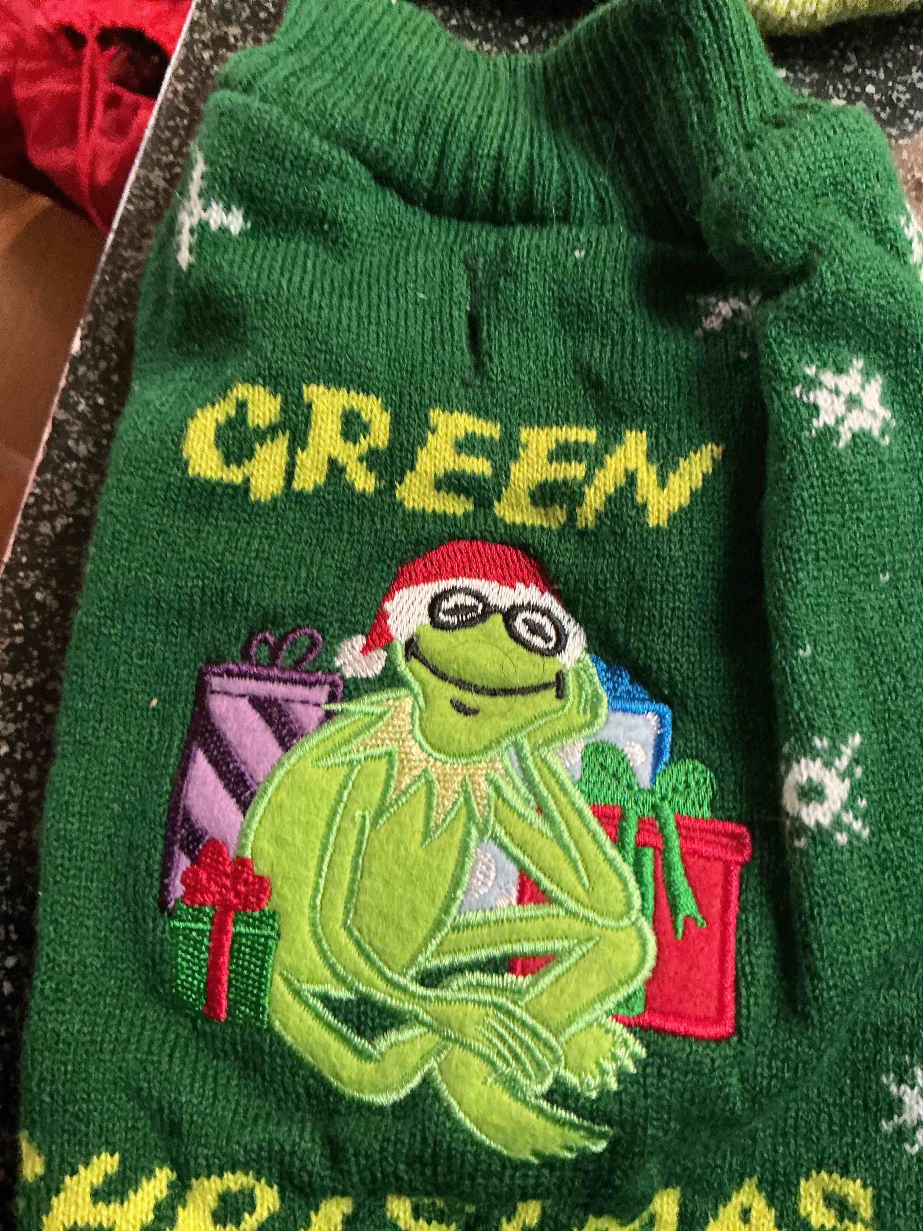 Green - Kermit - Pet Sweater Size S.