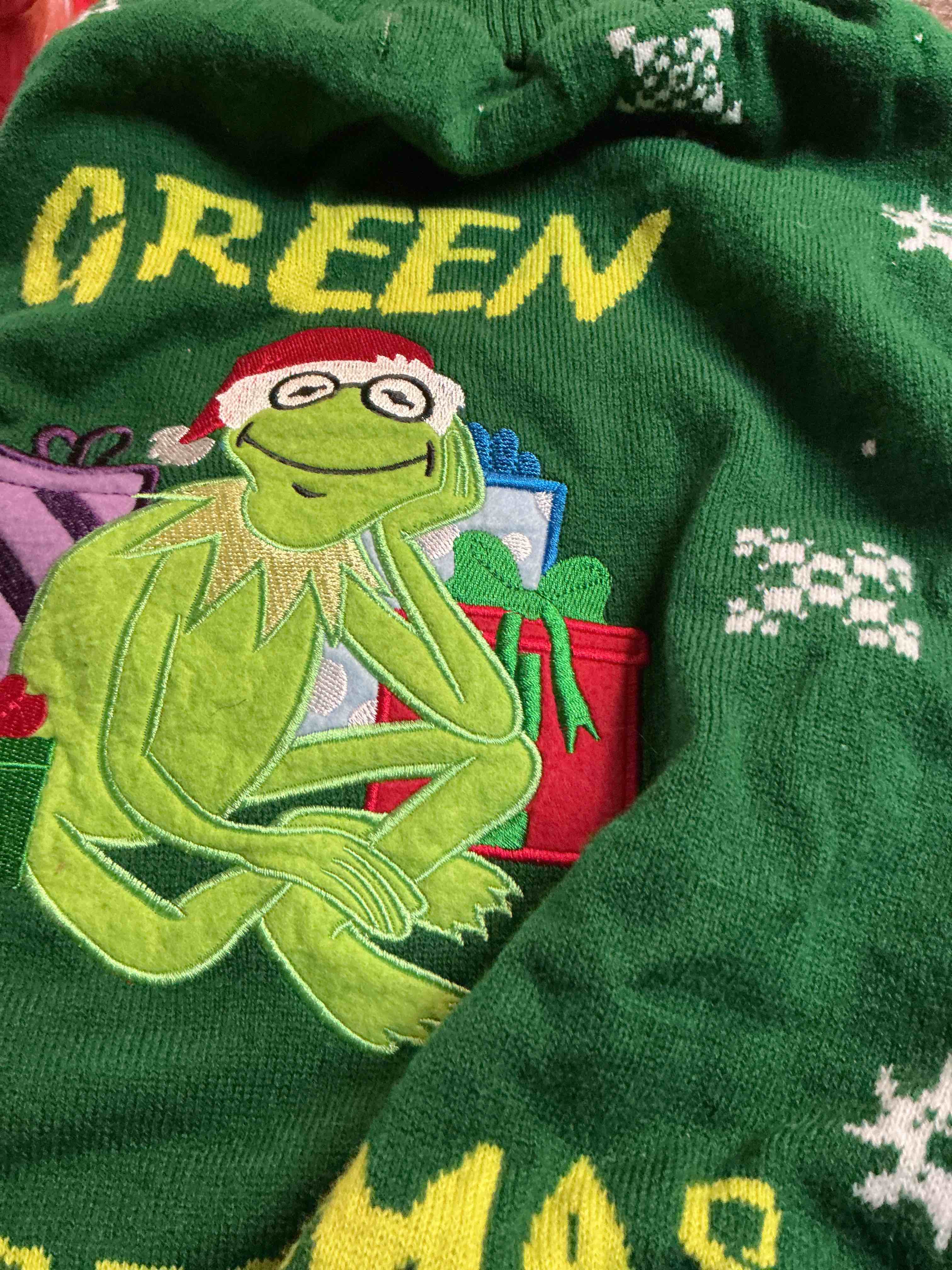 Green Kermit Pet Sweater Size XL