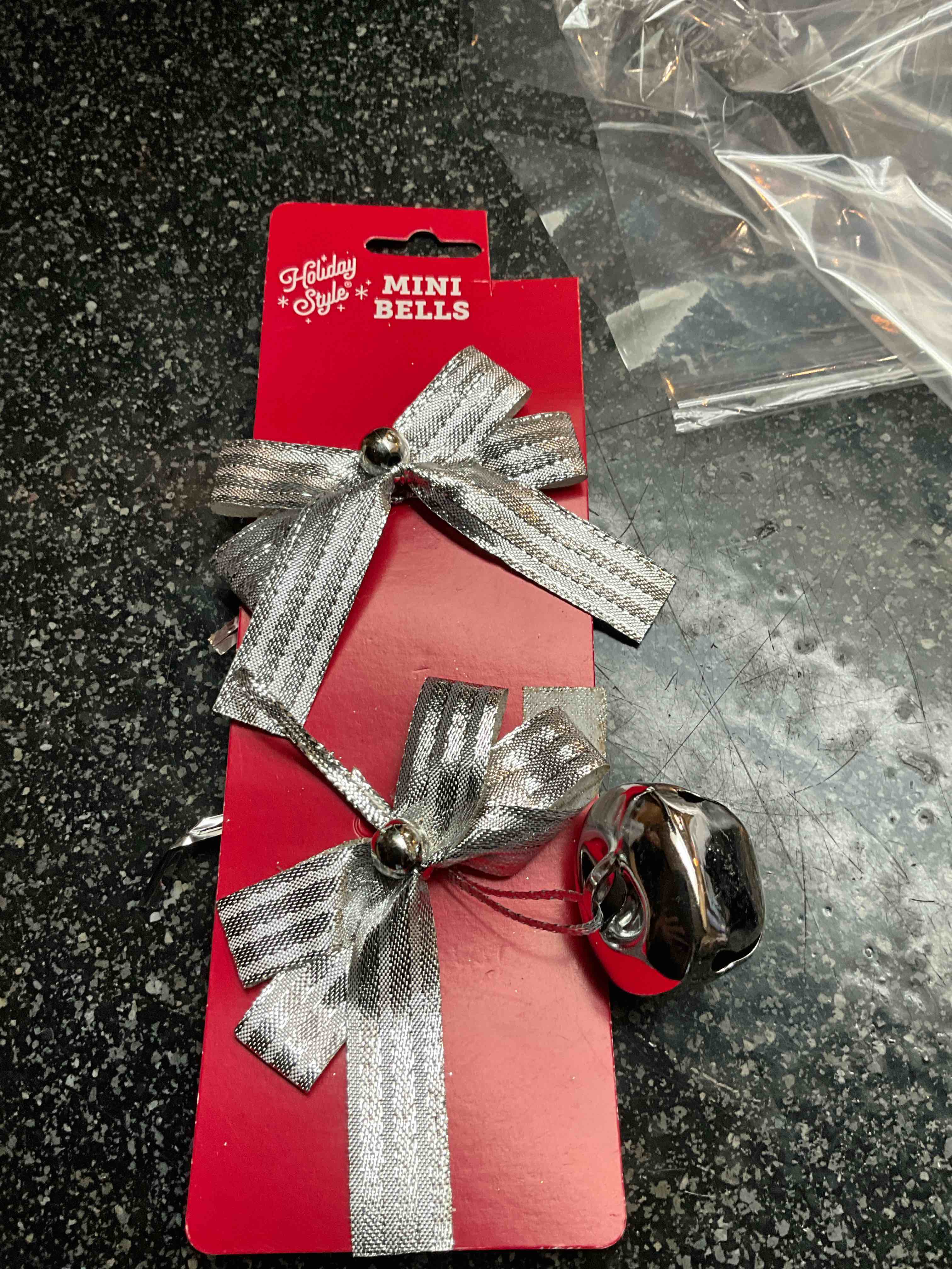 Mini Bells & Bows - Silver - 2 count 