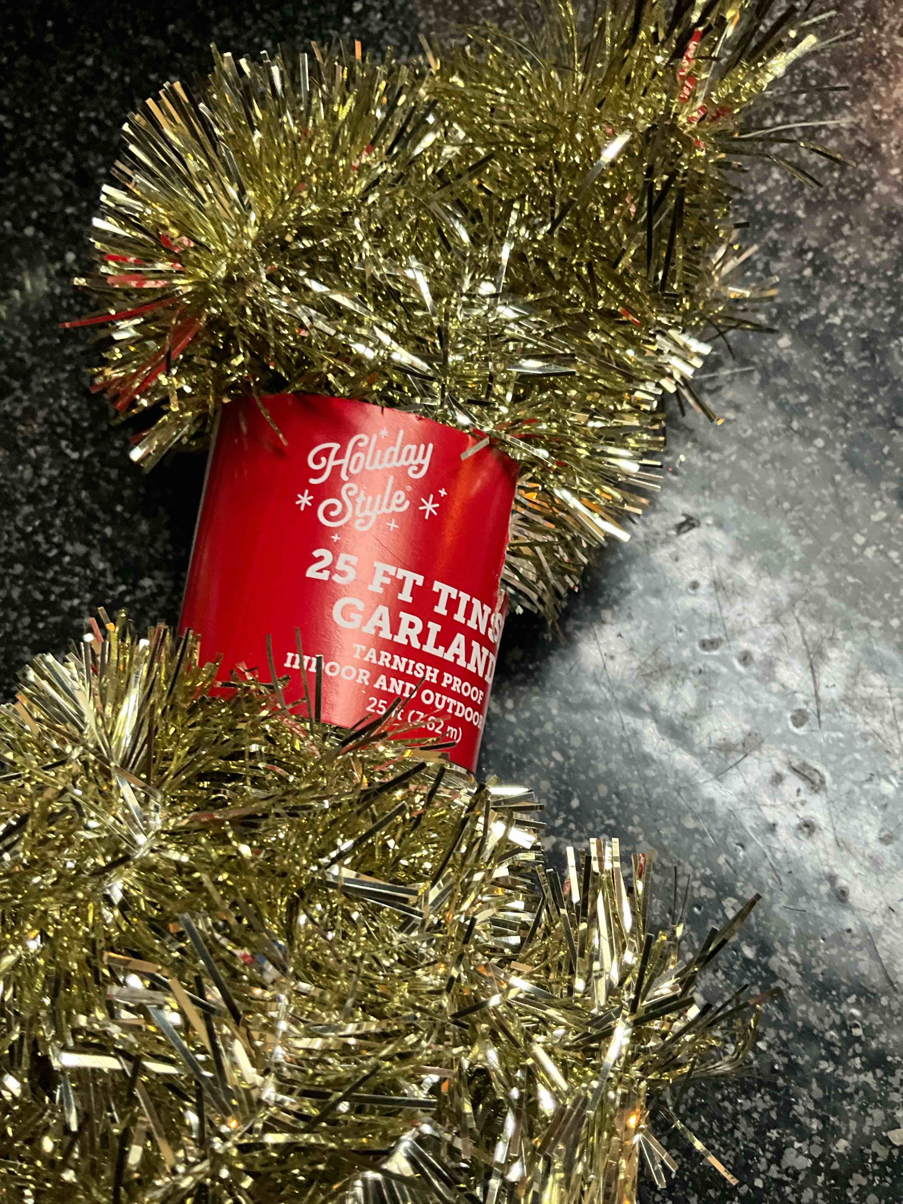 Indoor/Outdoor Tinsel Garland - Gold - 25ft 