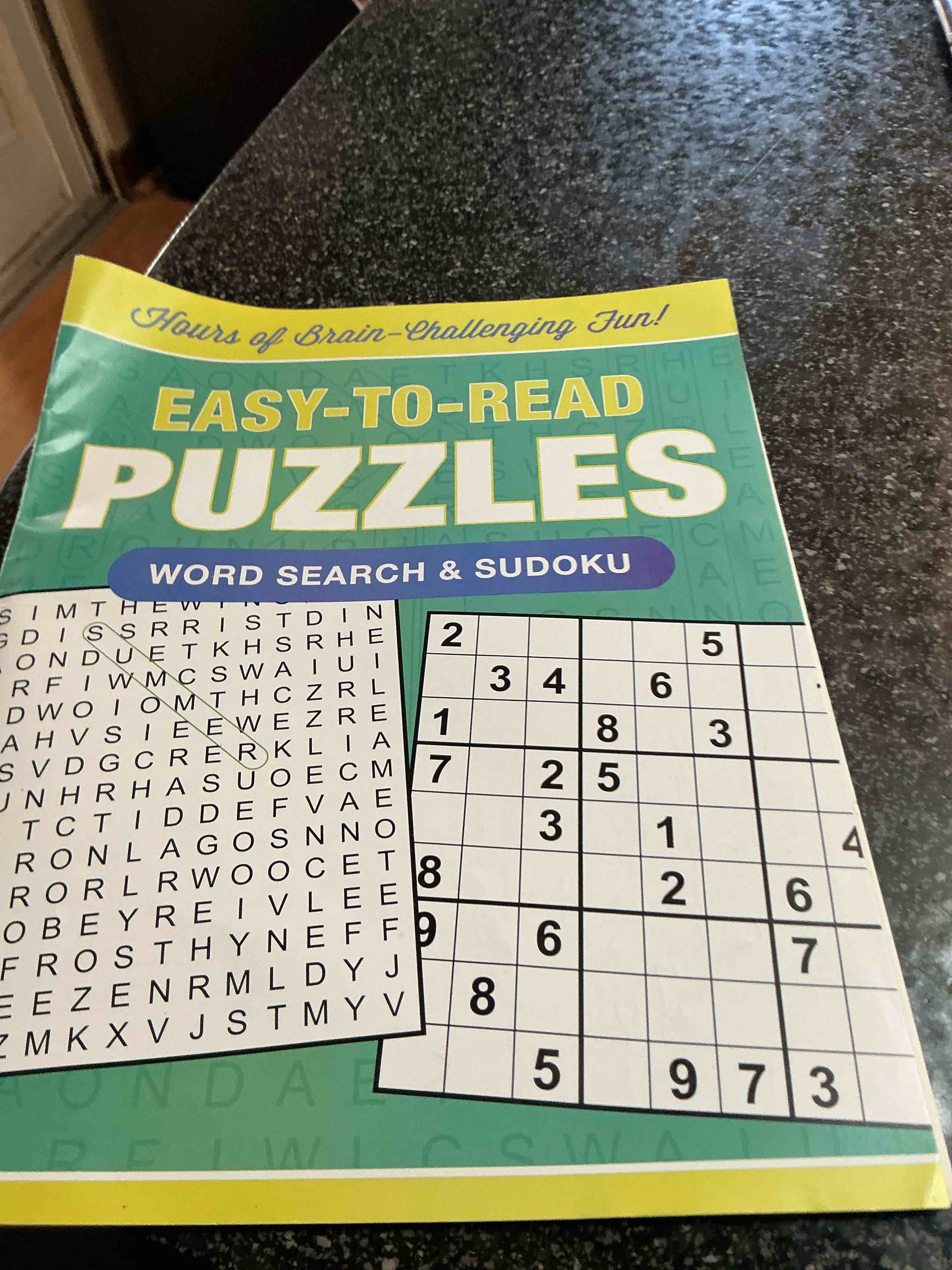 Easy To Read Puzzle & Word Search Sudoku 