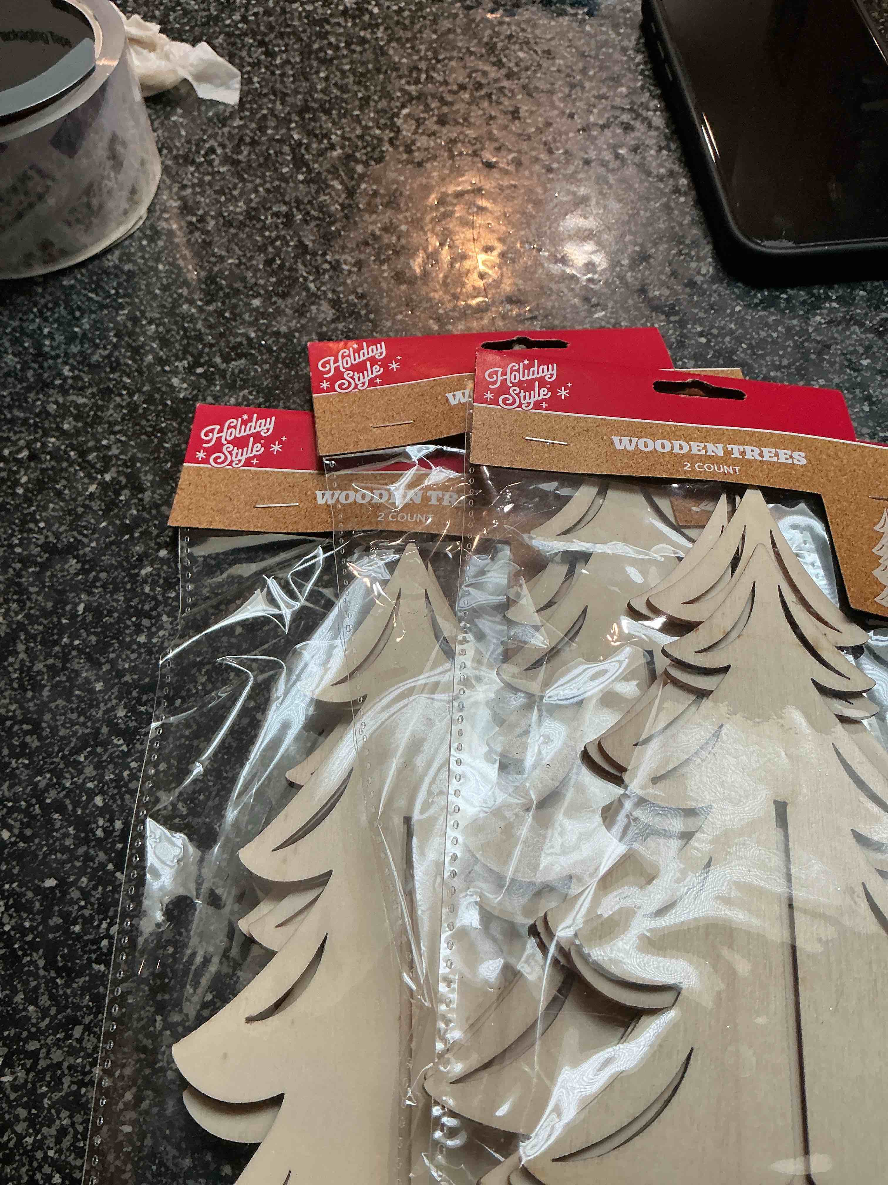 Holiday Style Wooden Trees 2 Count 