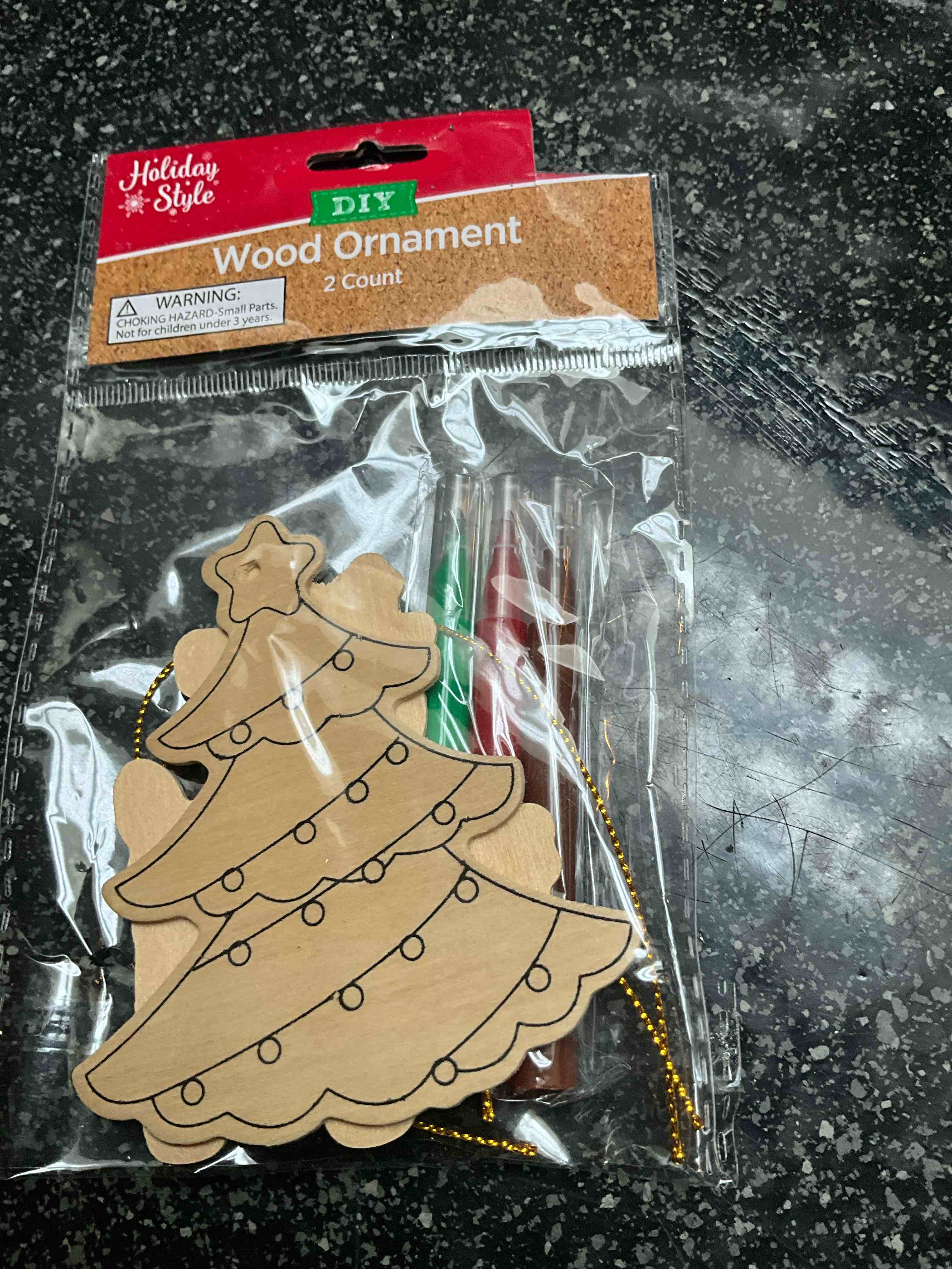 Holiday Style - DIY - Wood Ornaments - 2 count