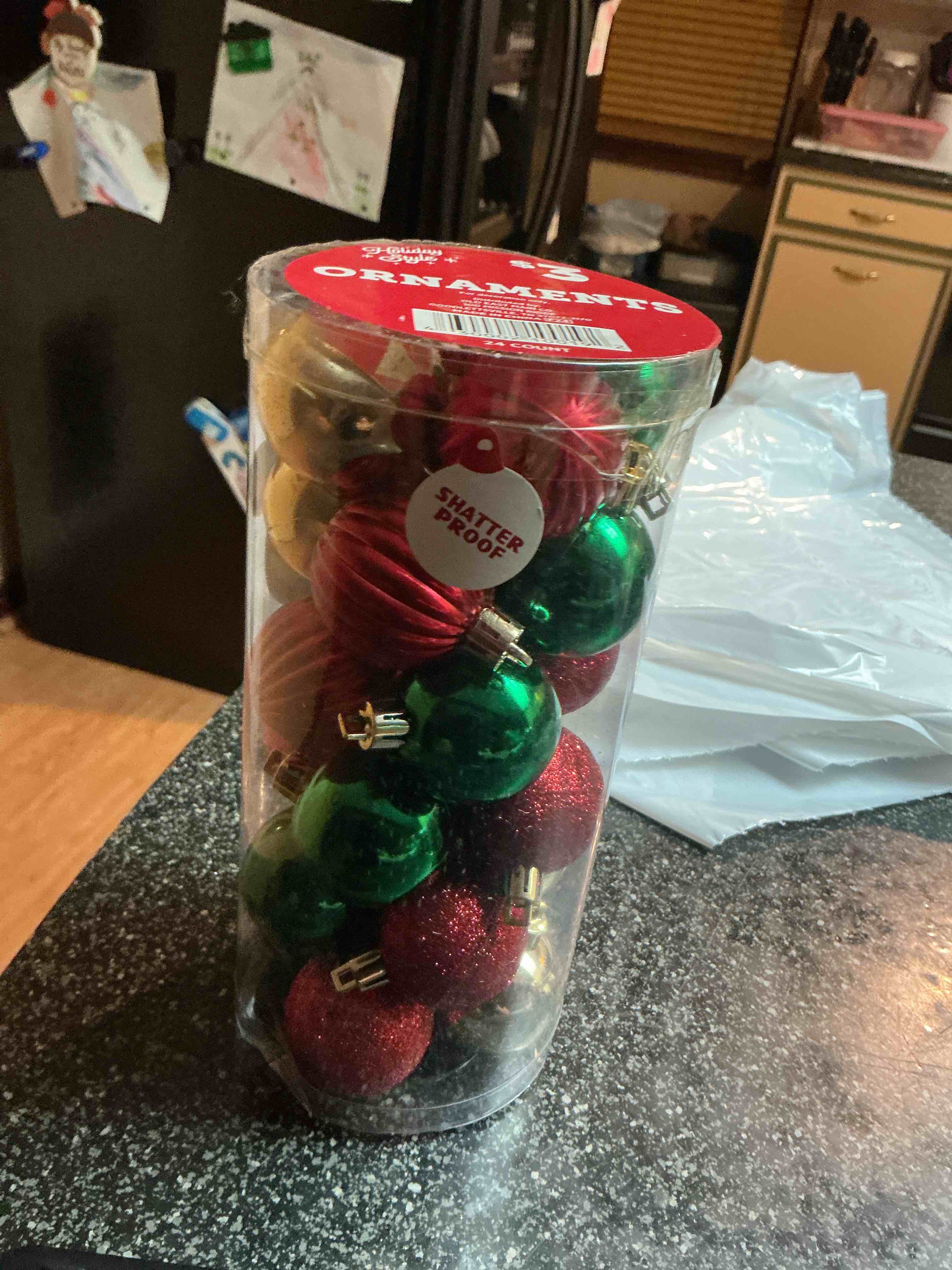 Holiday Style Christmas Ornaments 24 Count Shatter Proof