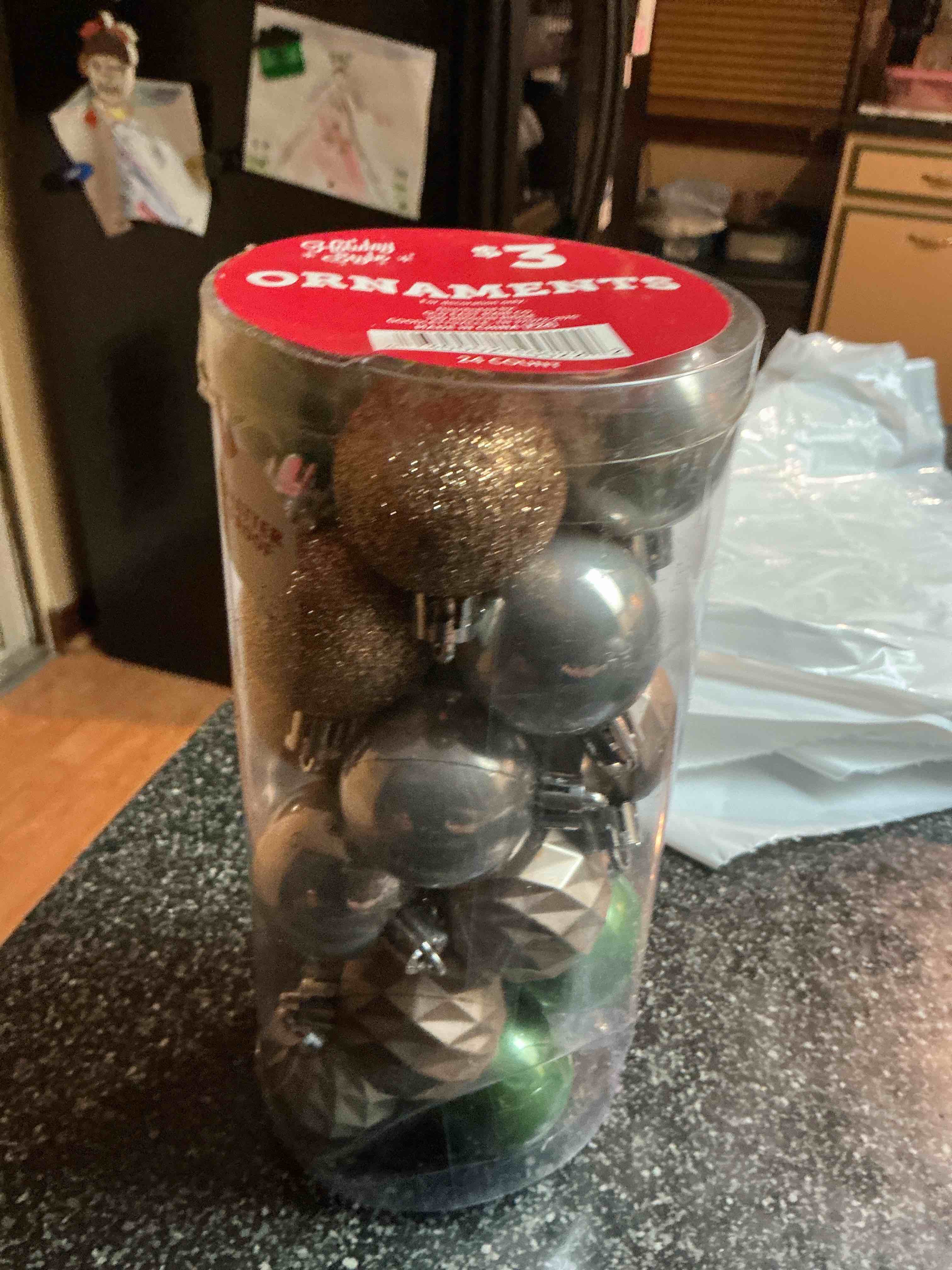 Holiday Style 24 Count Ornaments. Shatter Proof