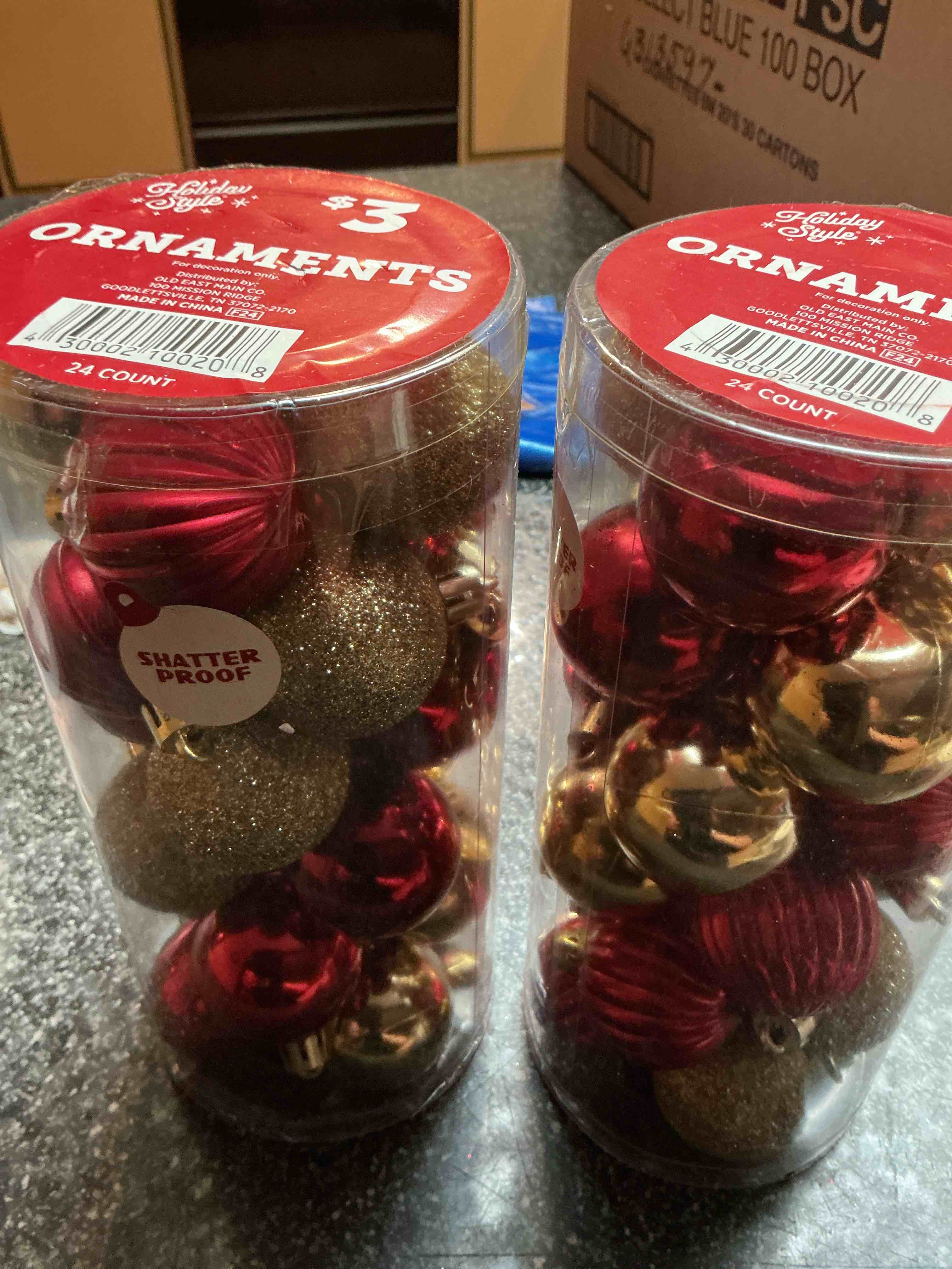 Holiday Style 24 Count Christmas Ornaments Shatter Proof