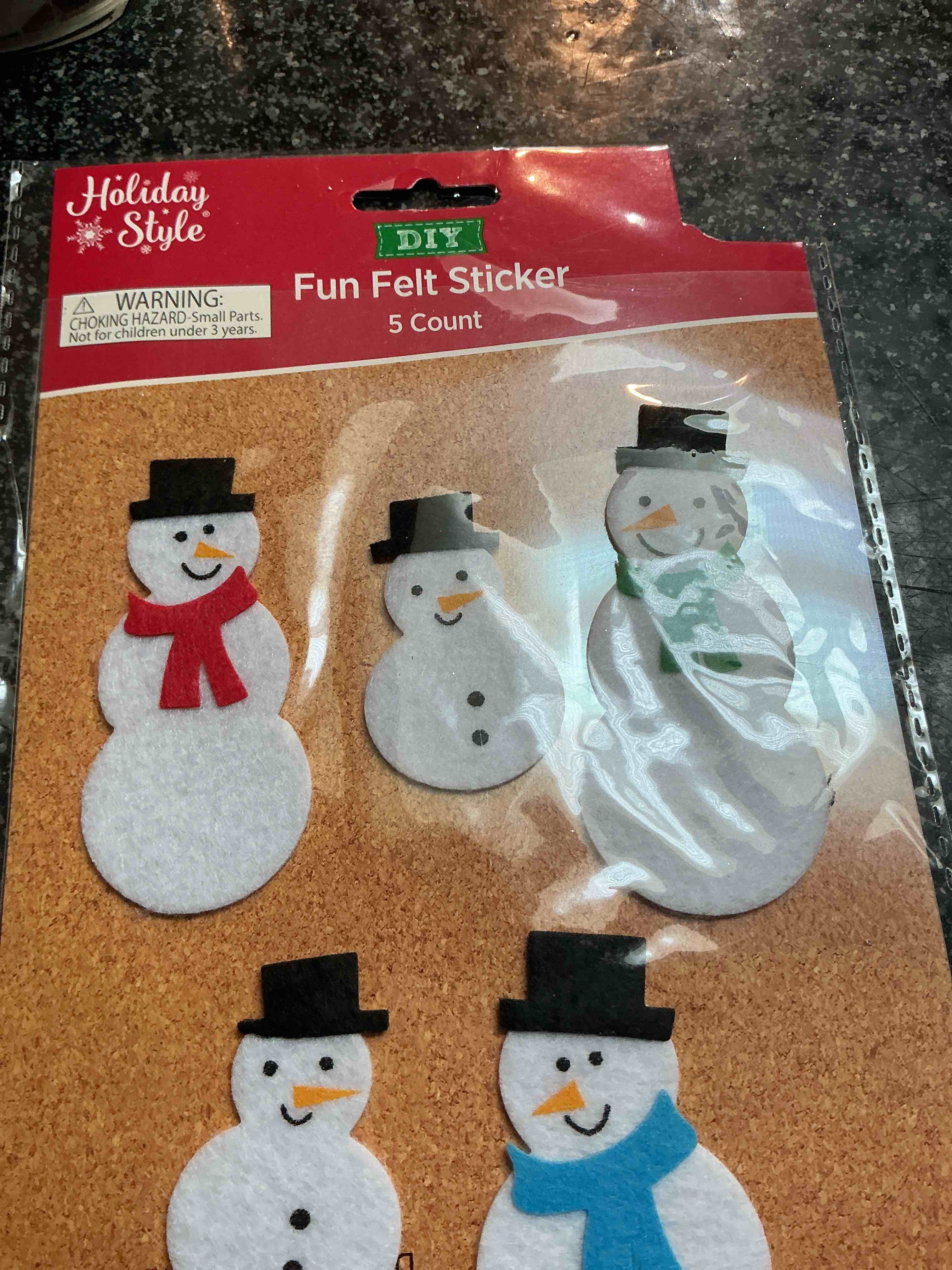 Holiday Style Fun Felt Sticker 5 Count
