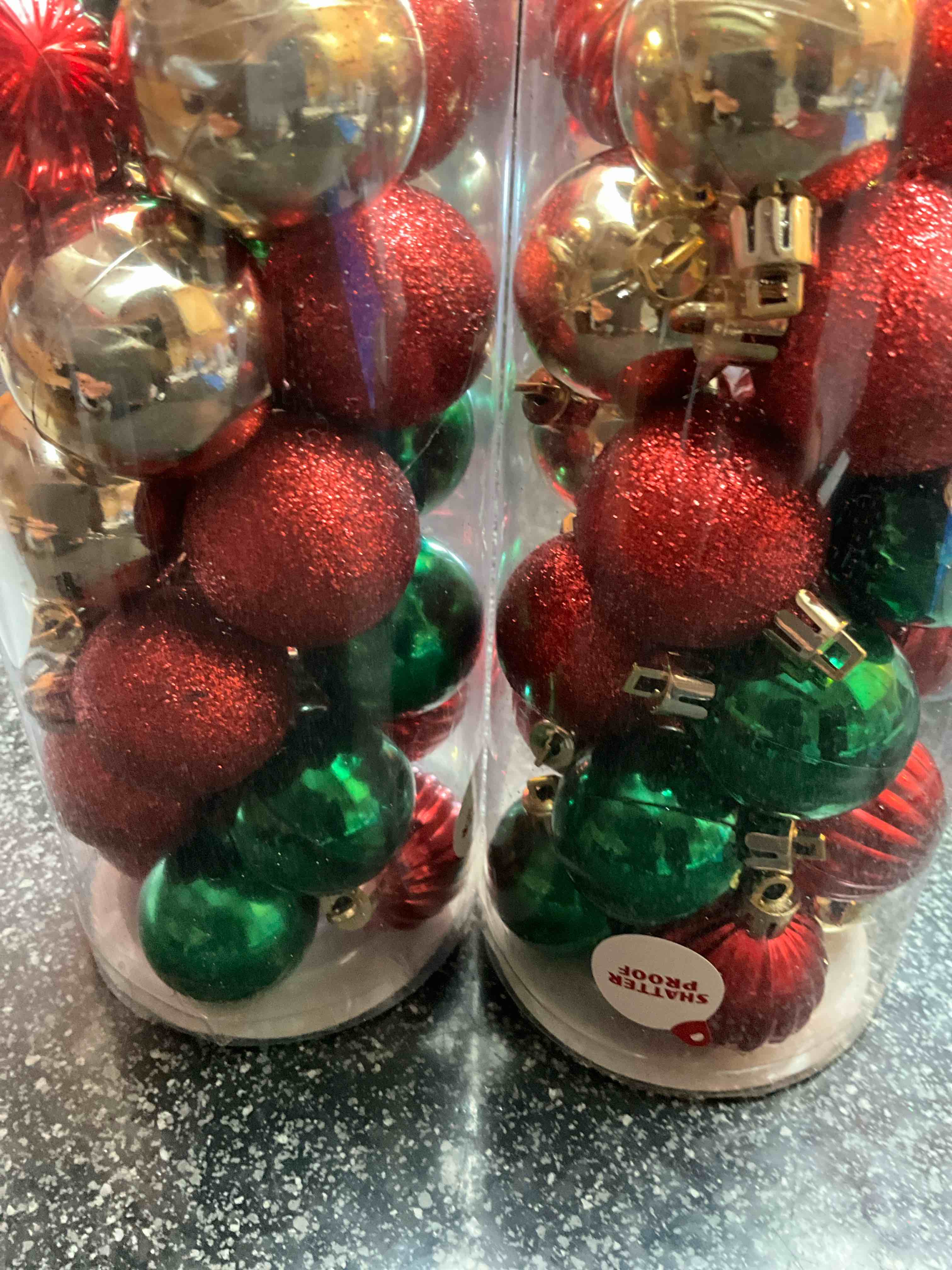 Holiday Style - 24 count - red/green/gold - Shatter Proof - Ornaments