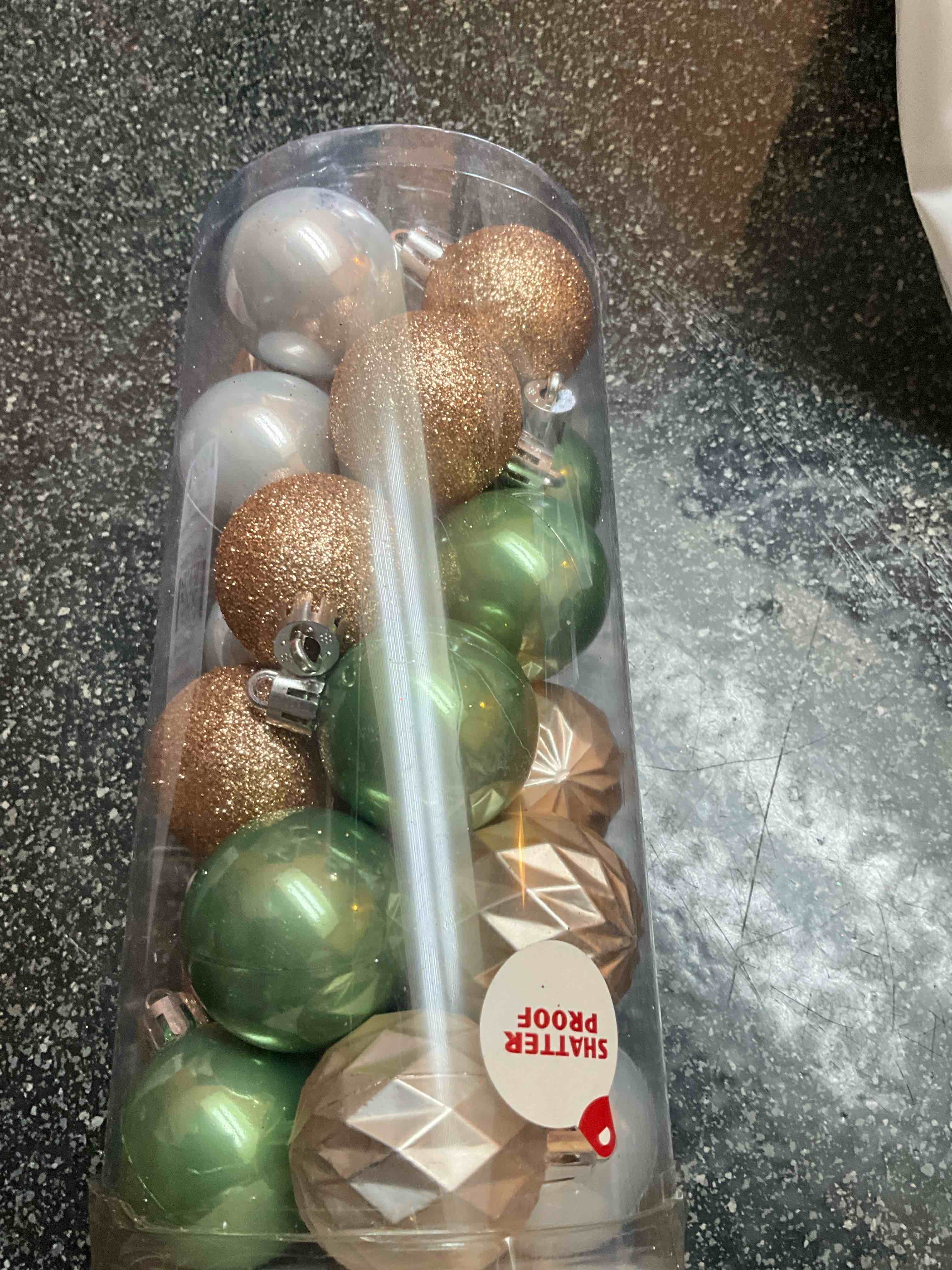 Holiday Style - 24 count - green/gold/silver - Shatter Proof - Ornaments