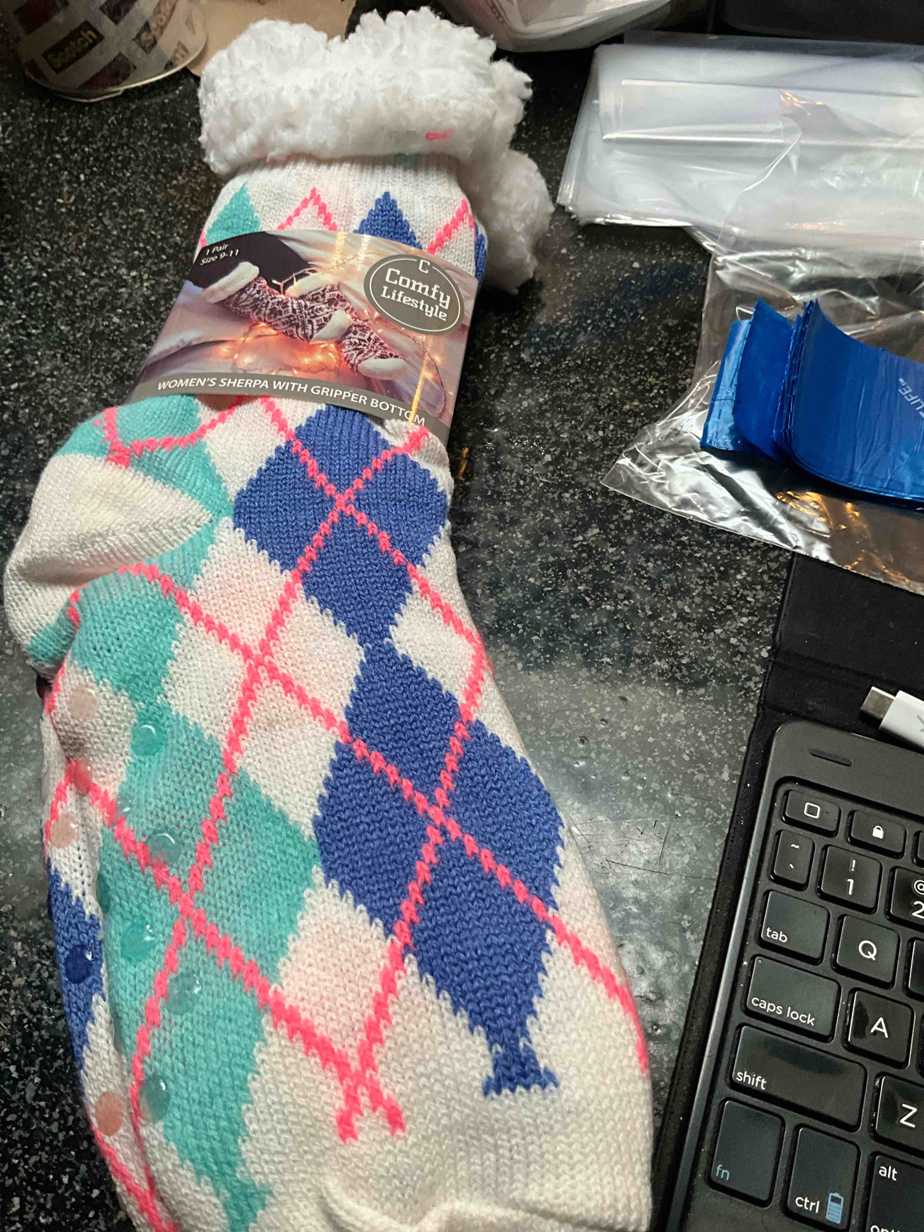 Women’s Sherpa Slipper/Socks with Gripper Bottoms 