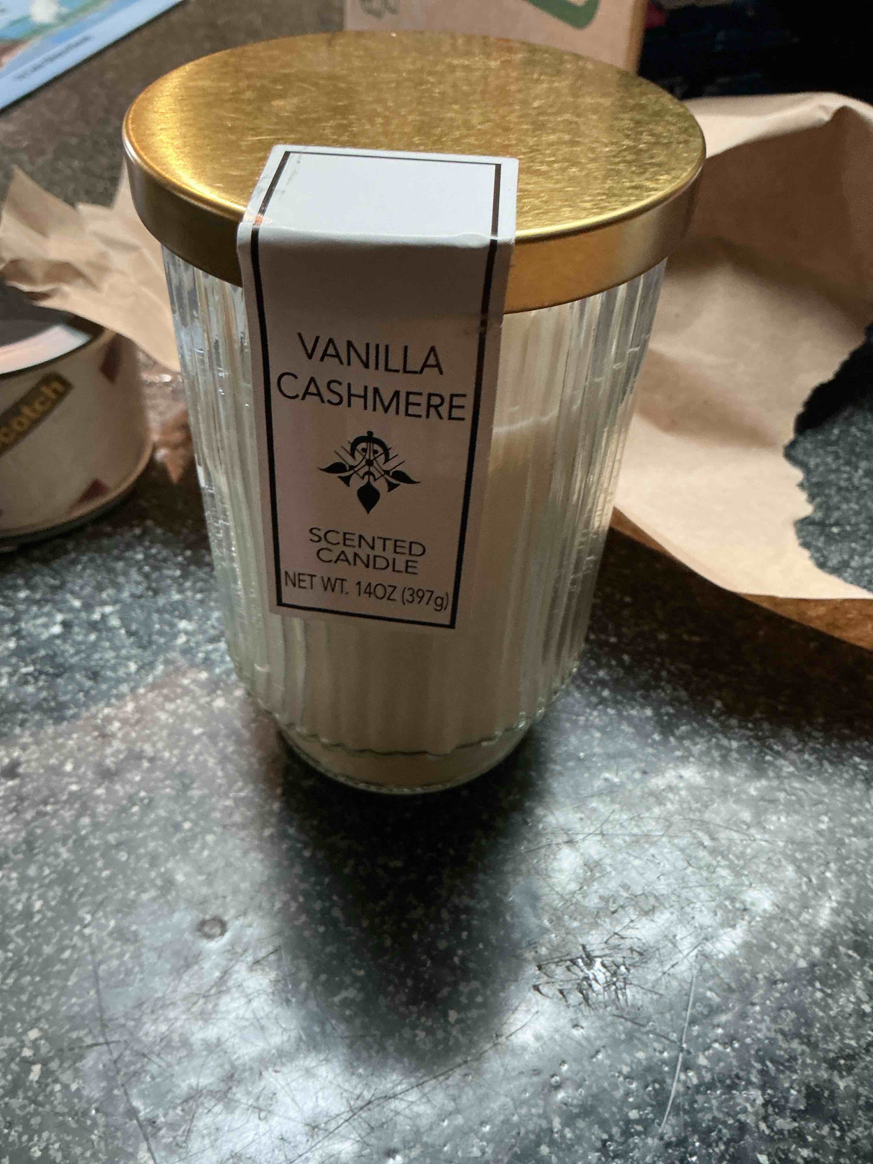 vanilla cashmere scented candle 14 oz.