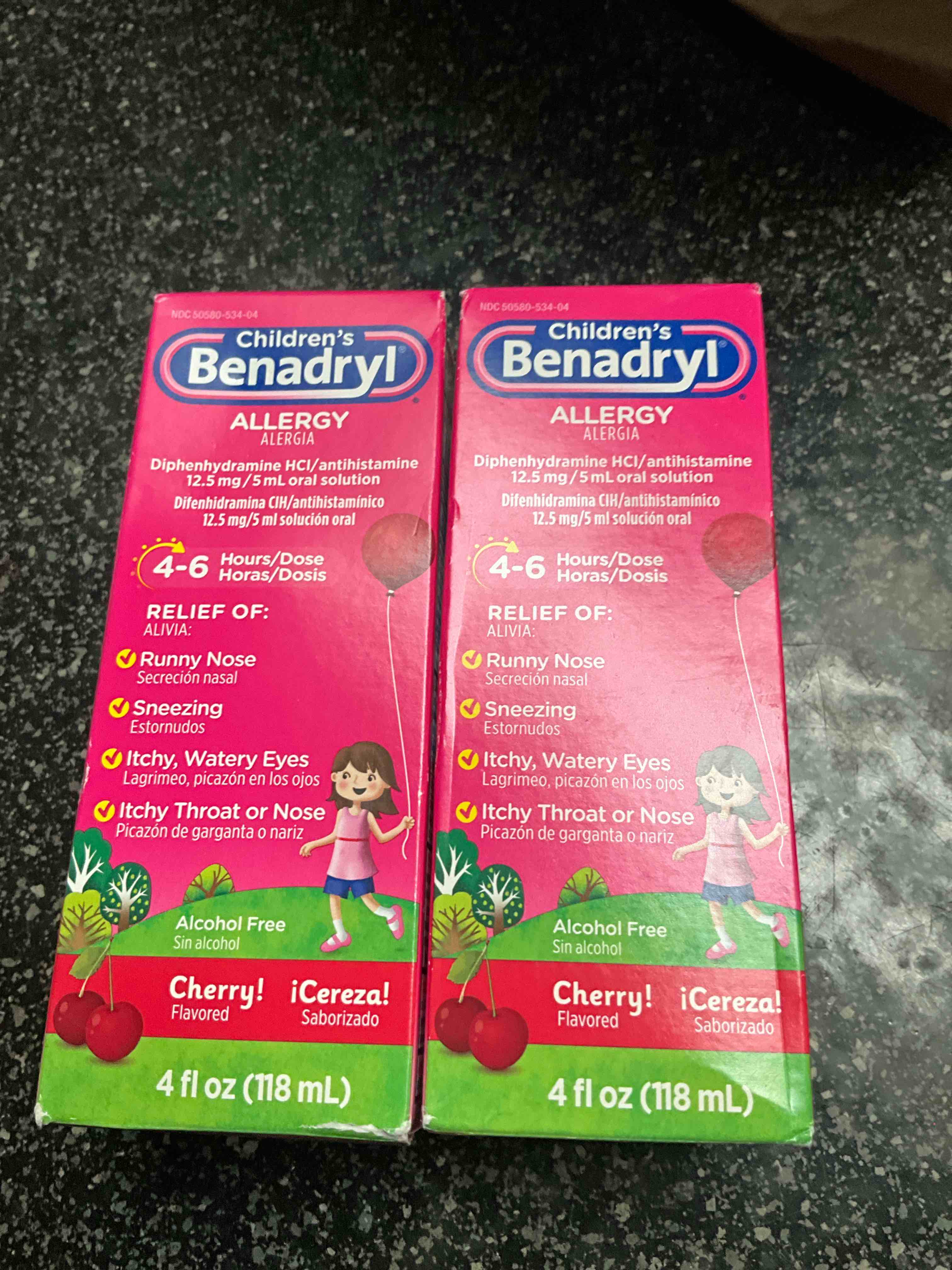 Children’s Benadryl - Allergy - 4-6 hour dose - Cherry Flavored - 4 oz