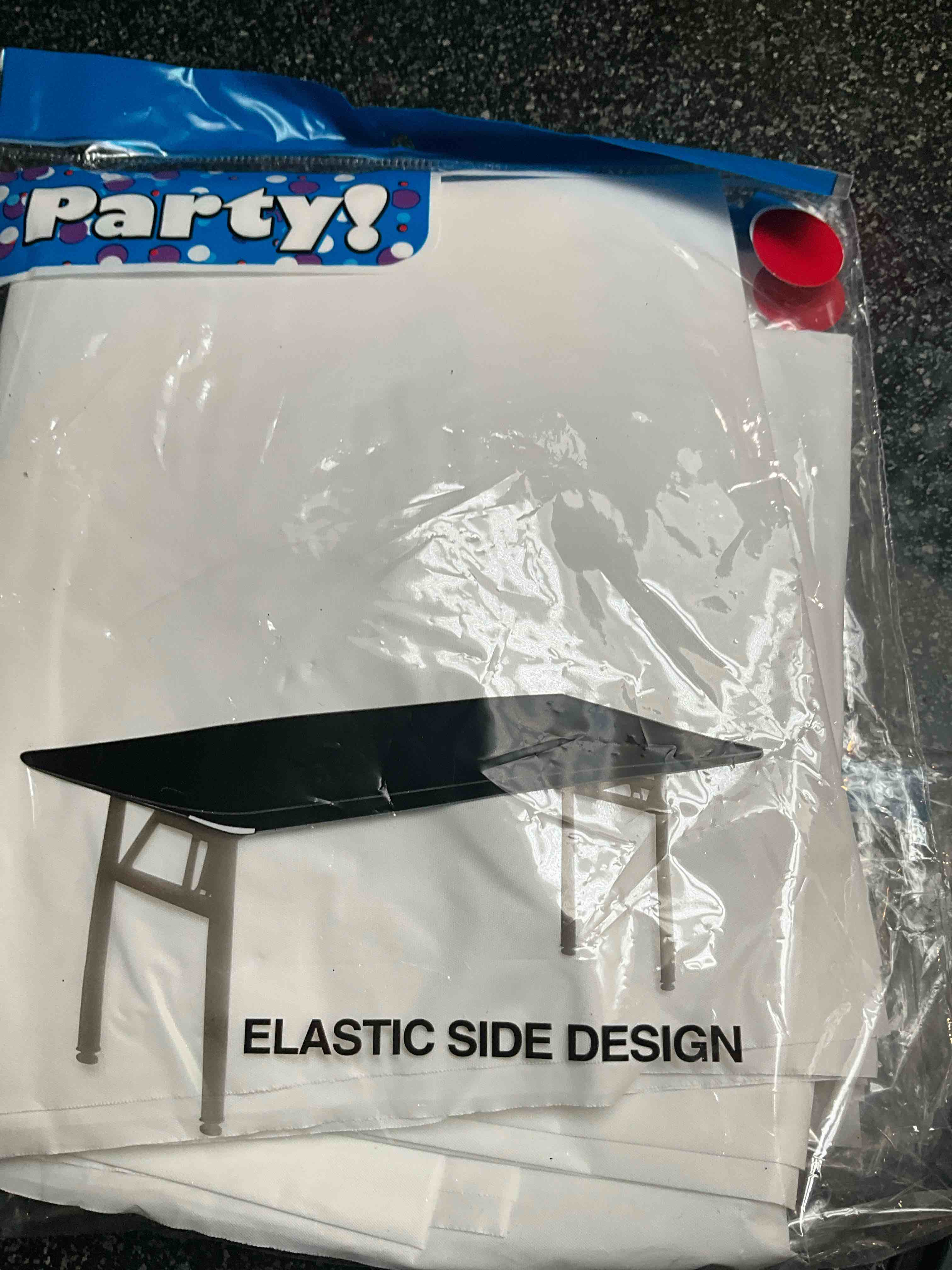 Party - White - Elastic Side Design - White - Stay Put Table Cloths - 30 x 96