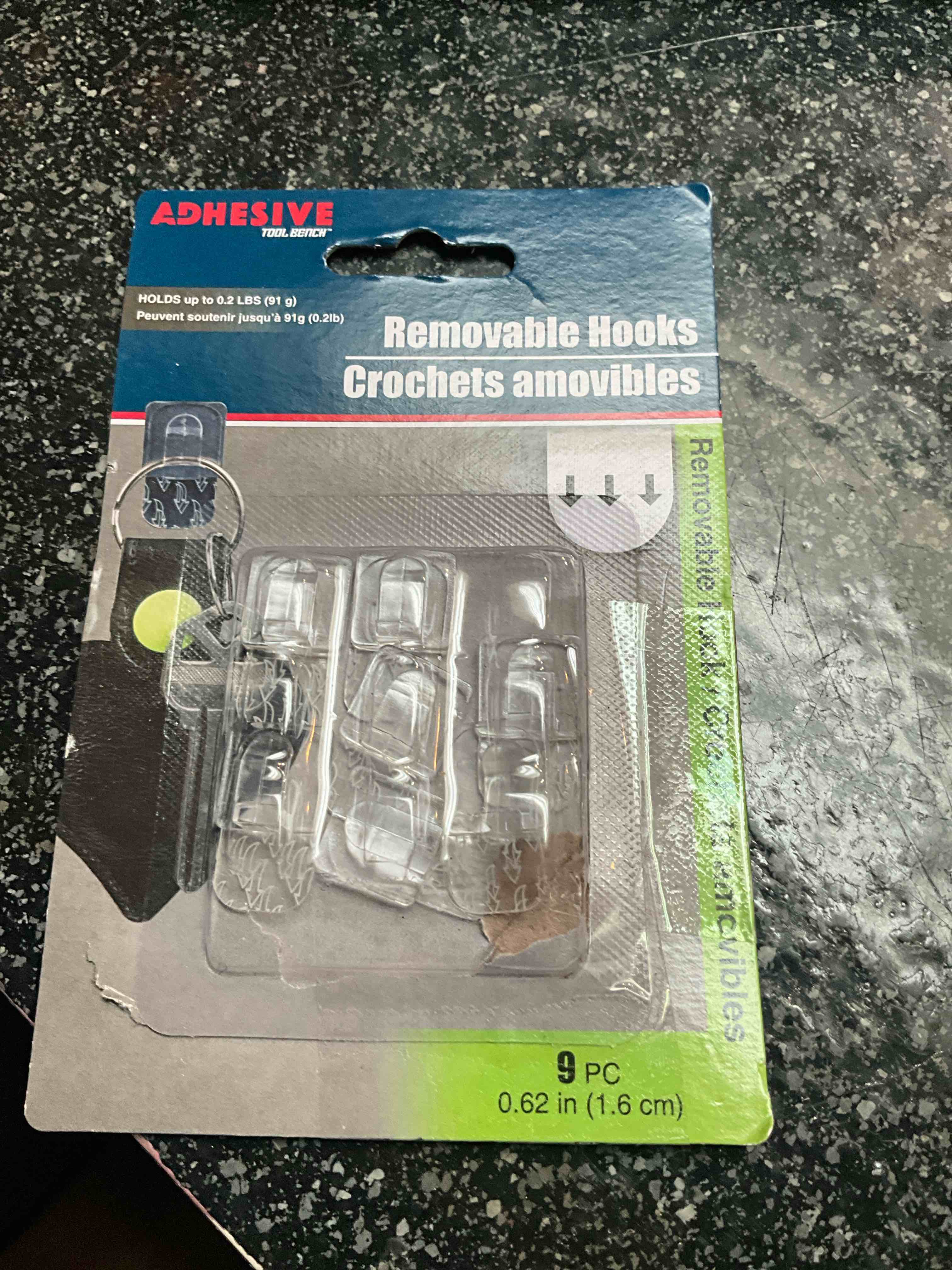 Adhesive Tool Bench - 9pc Removable Hooks