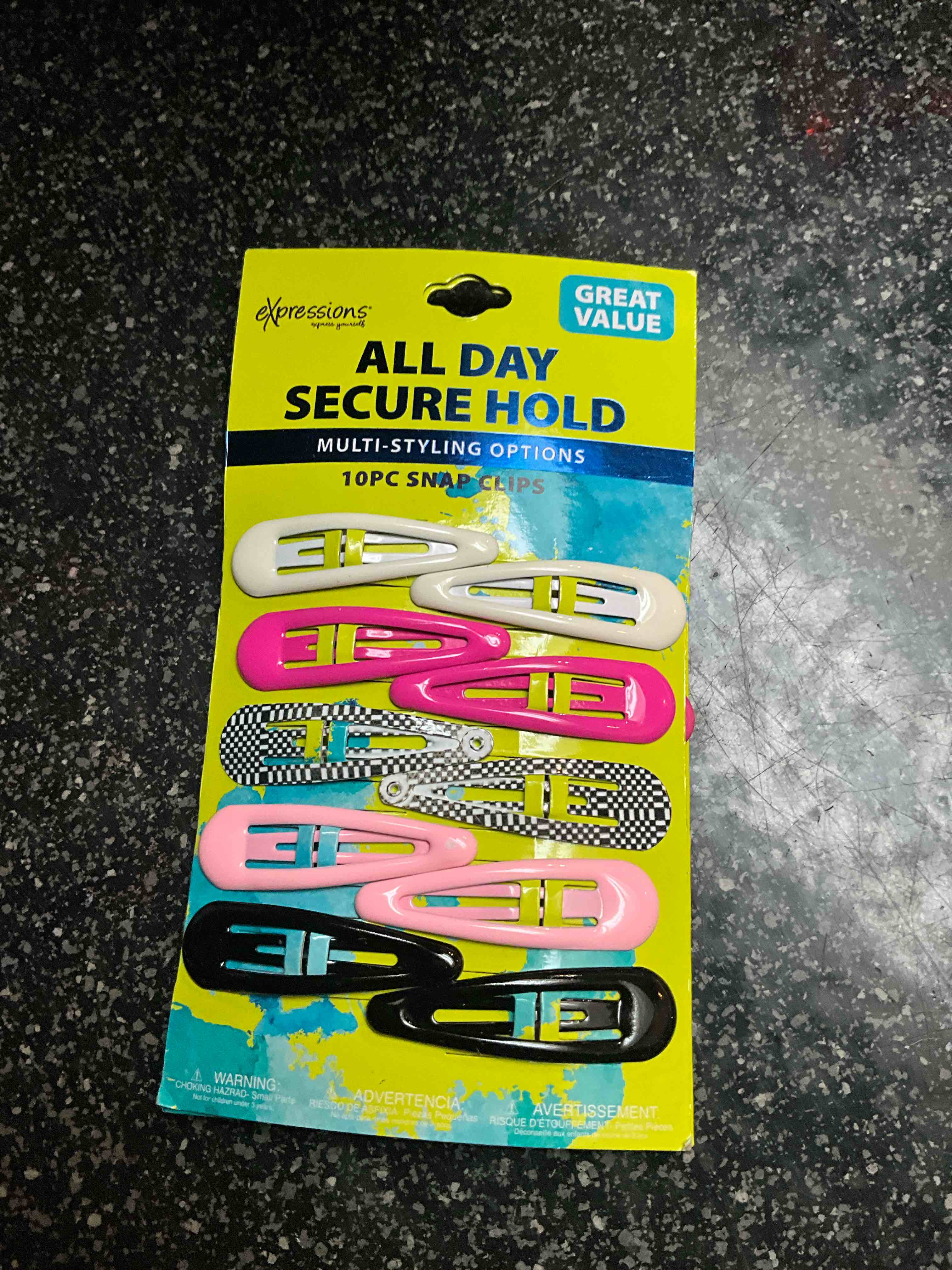 Expressions - All Day Secure Hold - 10pc Snap Clips 