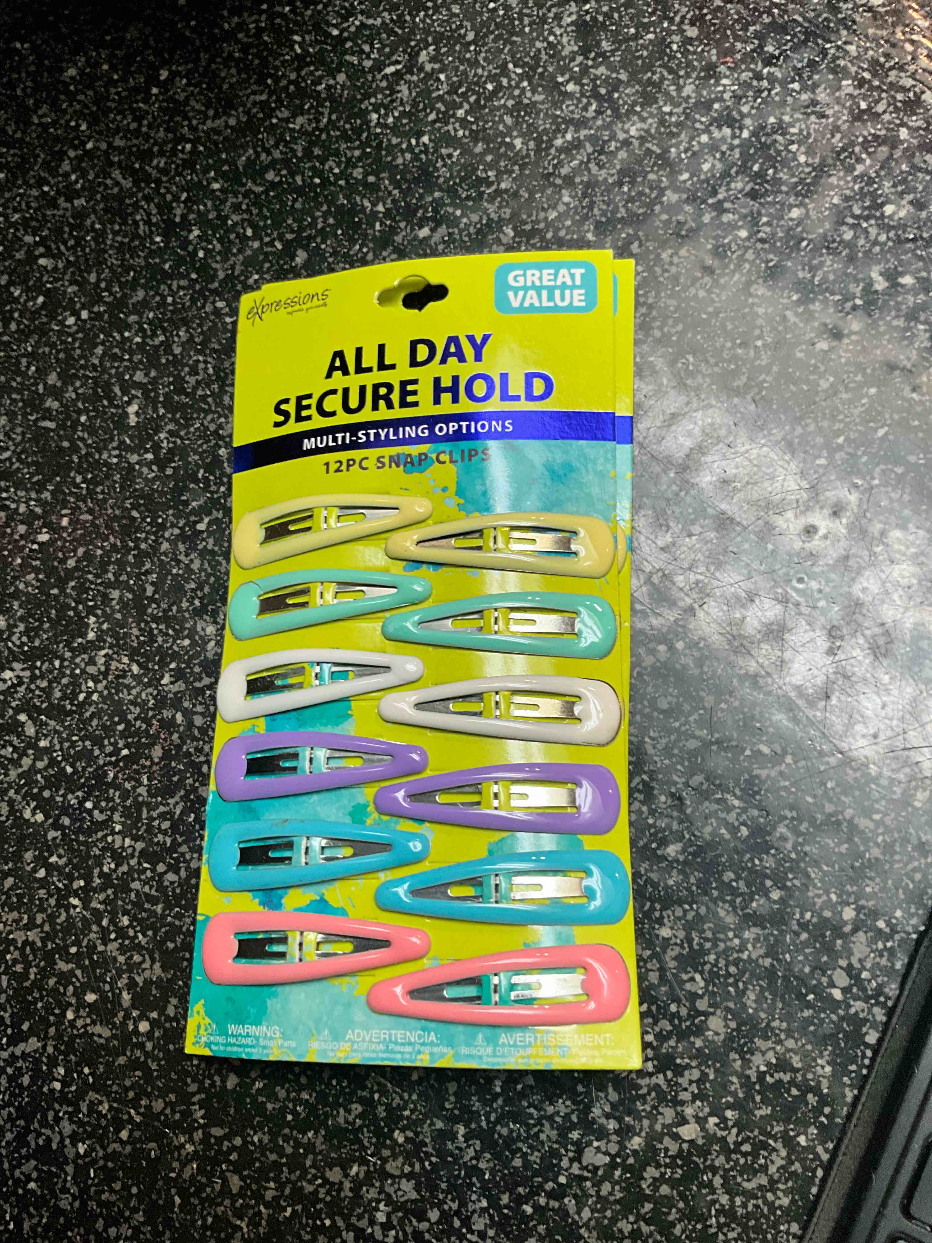Expressions - All Day Secure Hold - 12 pc Snap Clips 