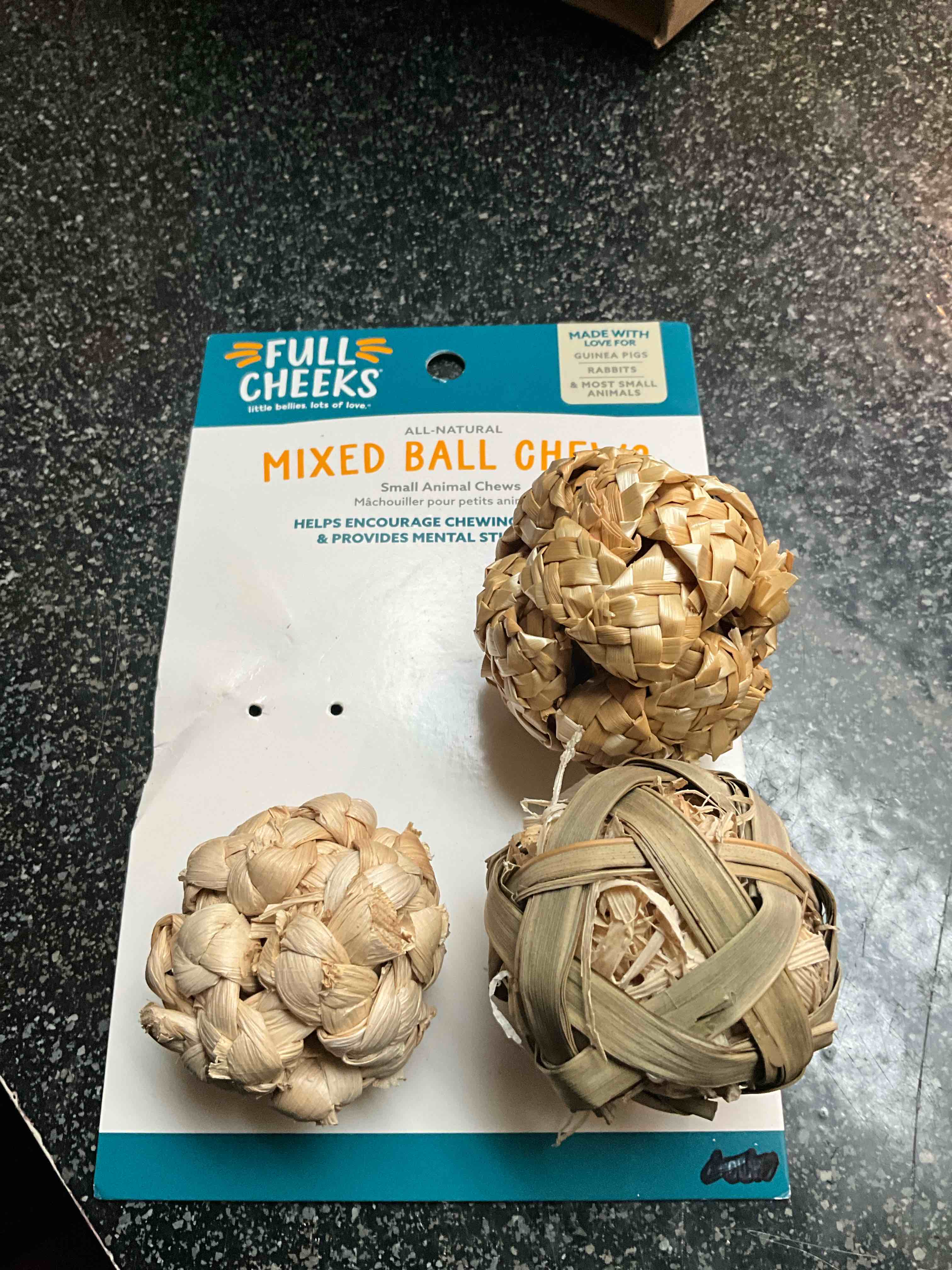 Full Cheeks - All Natural - Mixed Ball Chews - made with love for most small animals - 3 count