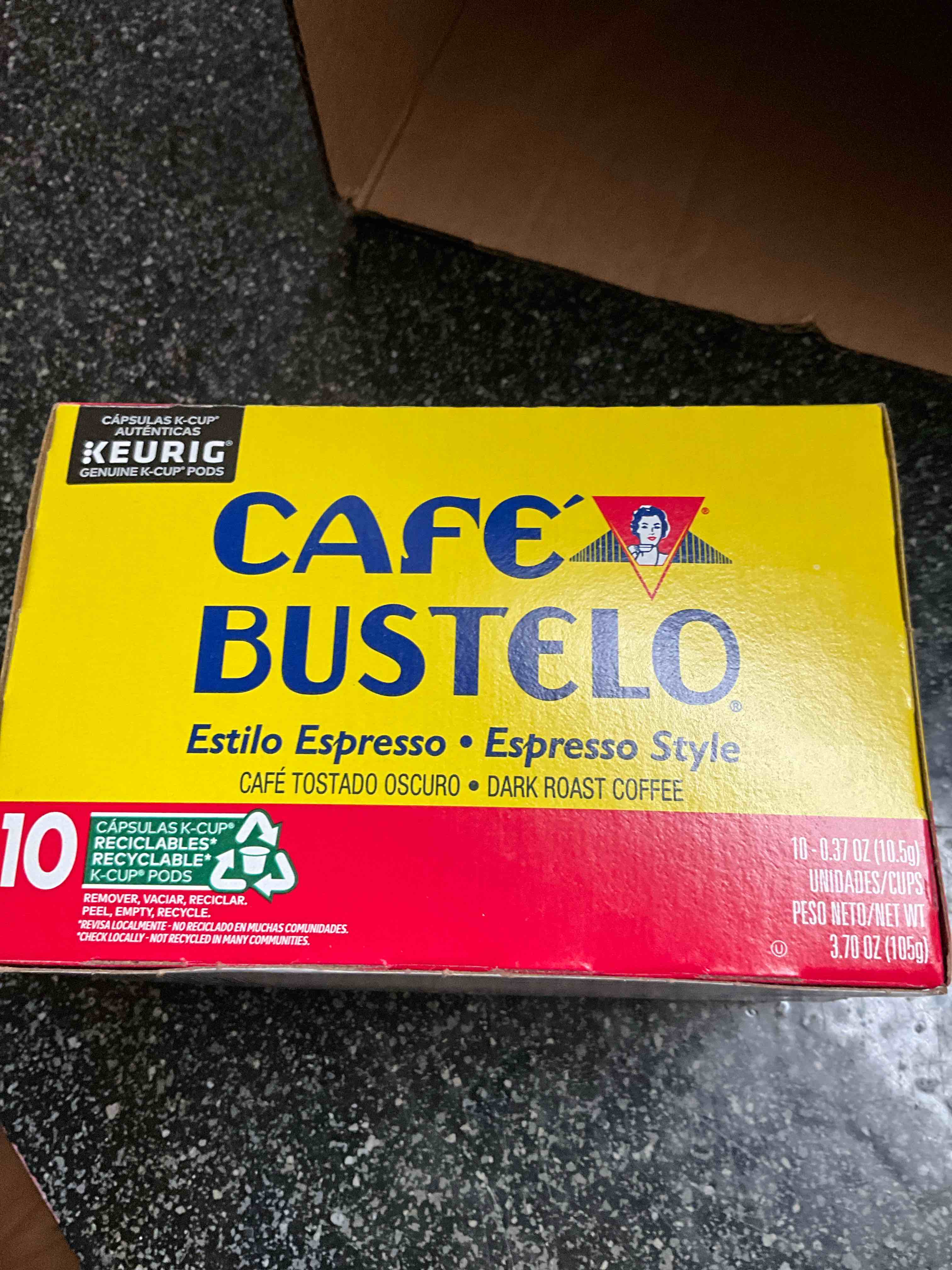 Café Bustelo Espresso Style Dark Roast Coffee, Keurig K-Cup Pods, 10 Count Box
