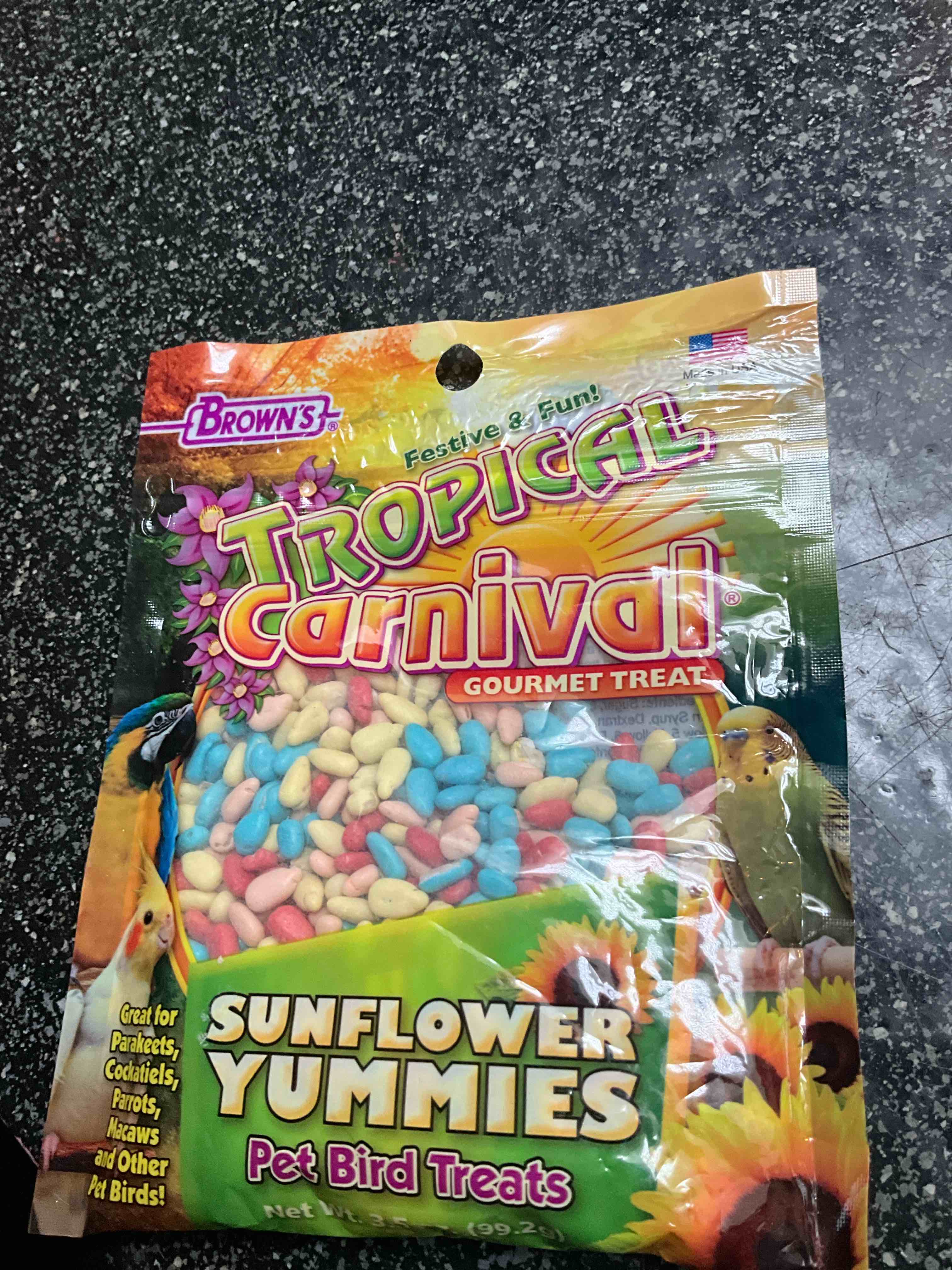 Brown’s - Festive & Fun - Tropical Carnival Gourmet Treat - Sunflower Yummies - Pet Bird Treats - 3.5 oz 