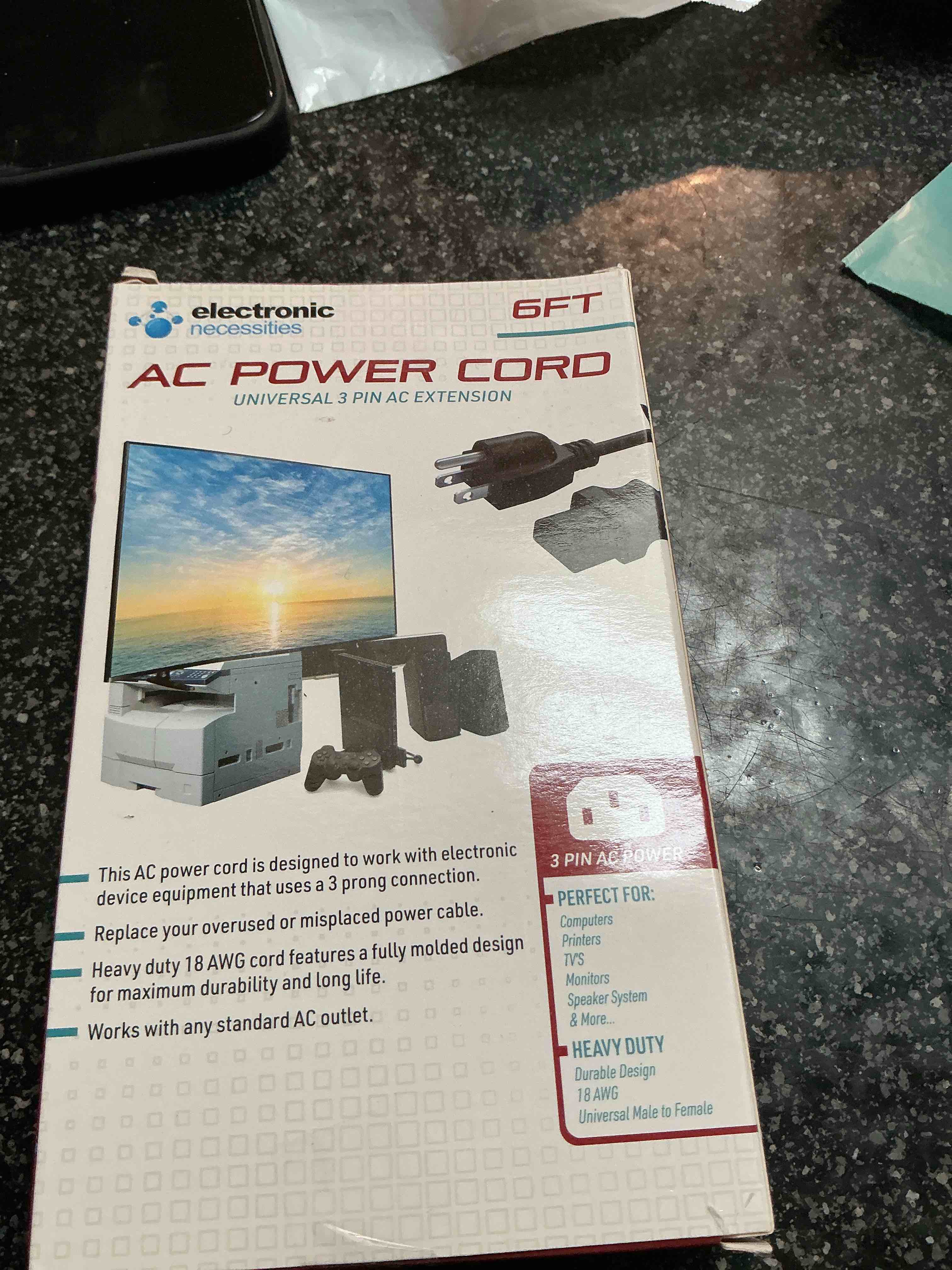 Condition photo showing New/Like New for Electronic AC Power Cord 6 FT. 