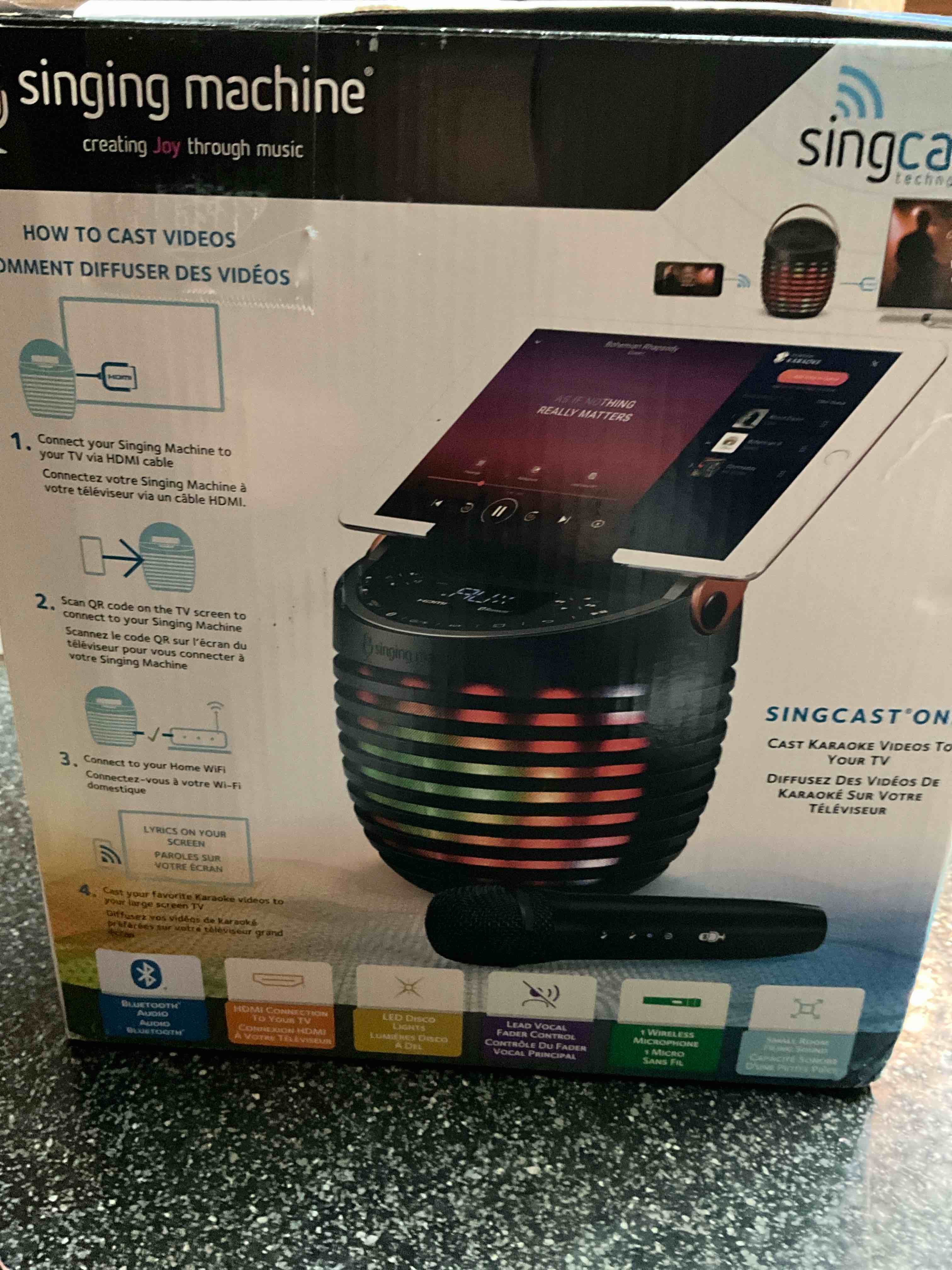 Singing Machine Karaoke system for Adults & Kids with Wireless Microphone, SingCast One - Karaoke Speaker with Video Casting Technology, Karaoke System with Bluetooth & Echo Effects