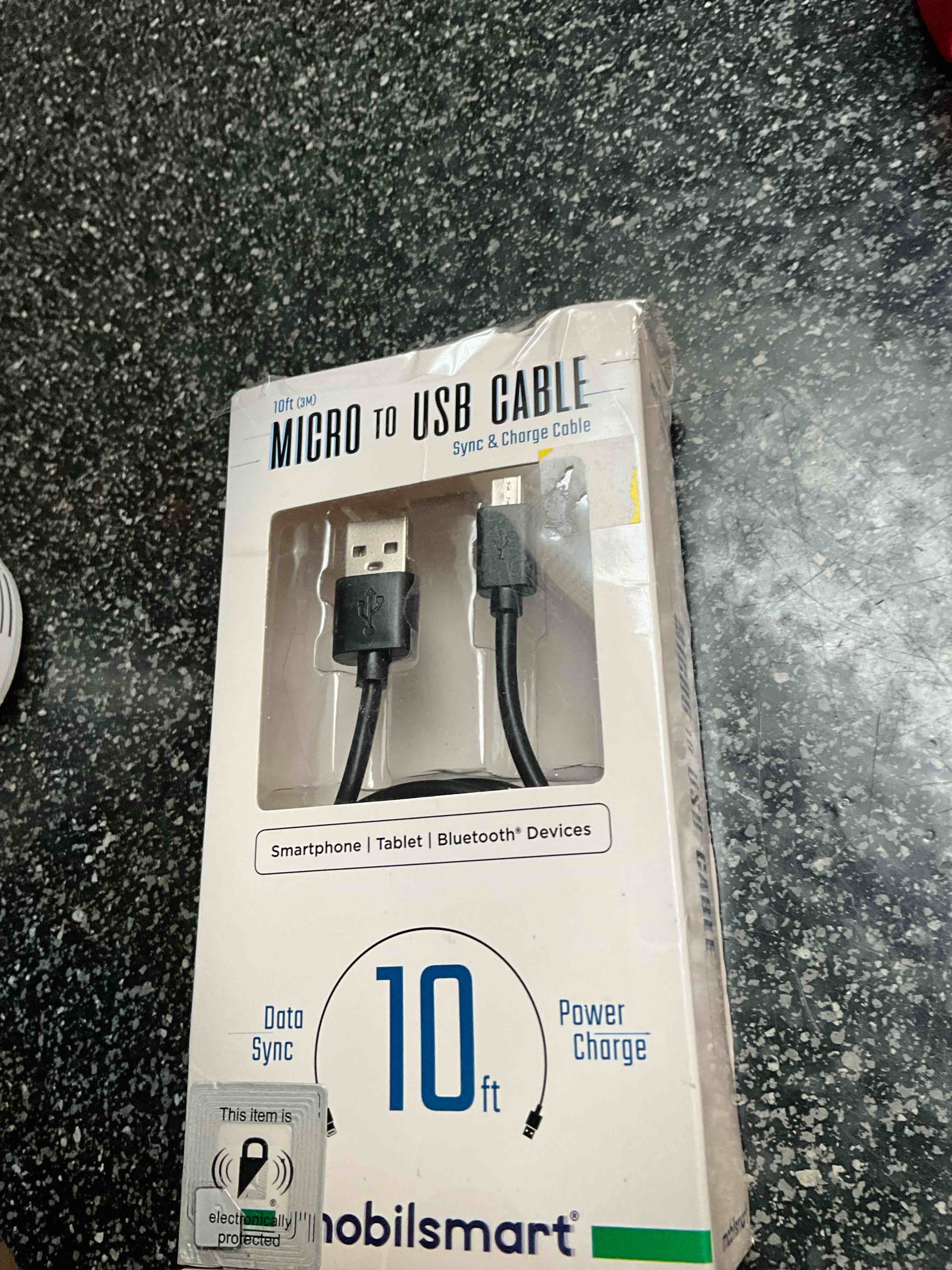 Mobilsmart - Micro To USB Cable - Black - 10ft